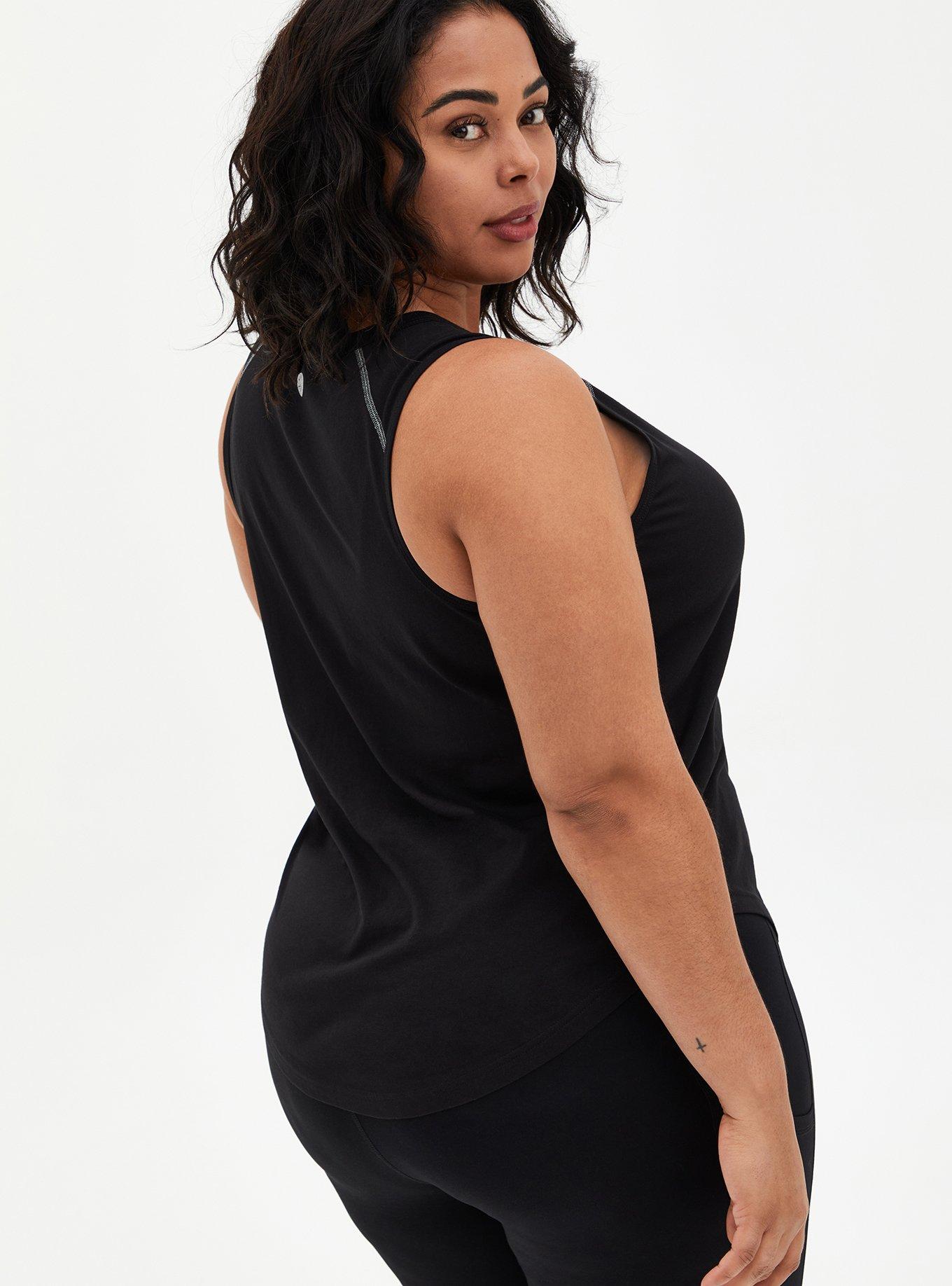 Plus Size Don't Stop Black Wicking Active Tank, BLACK, alternate