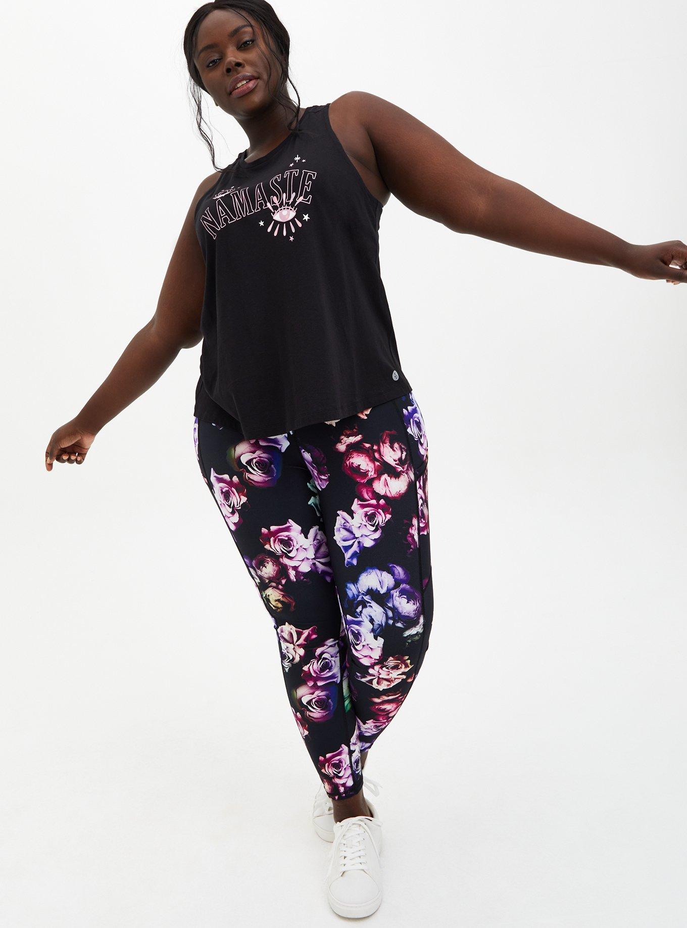 Plus Size Performance Cotton Crew Neck Sleeveless Active Tank, BLACK, alternate