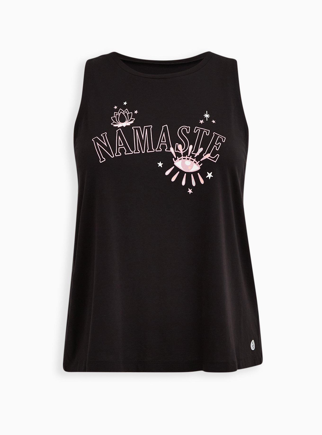 Plus Size Performance Cotton Crew Neck Sleeveless Active Tank, BLACK, hi-res