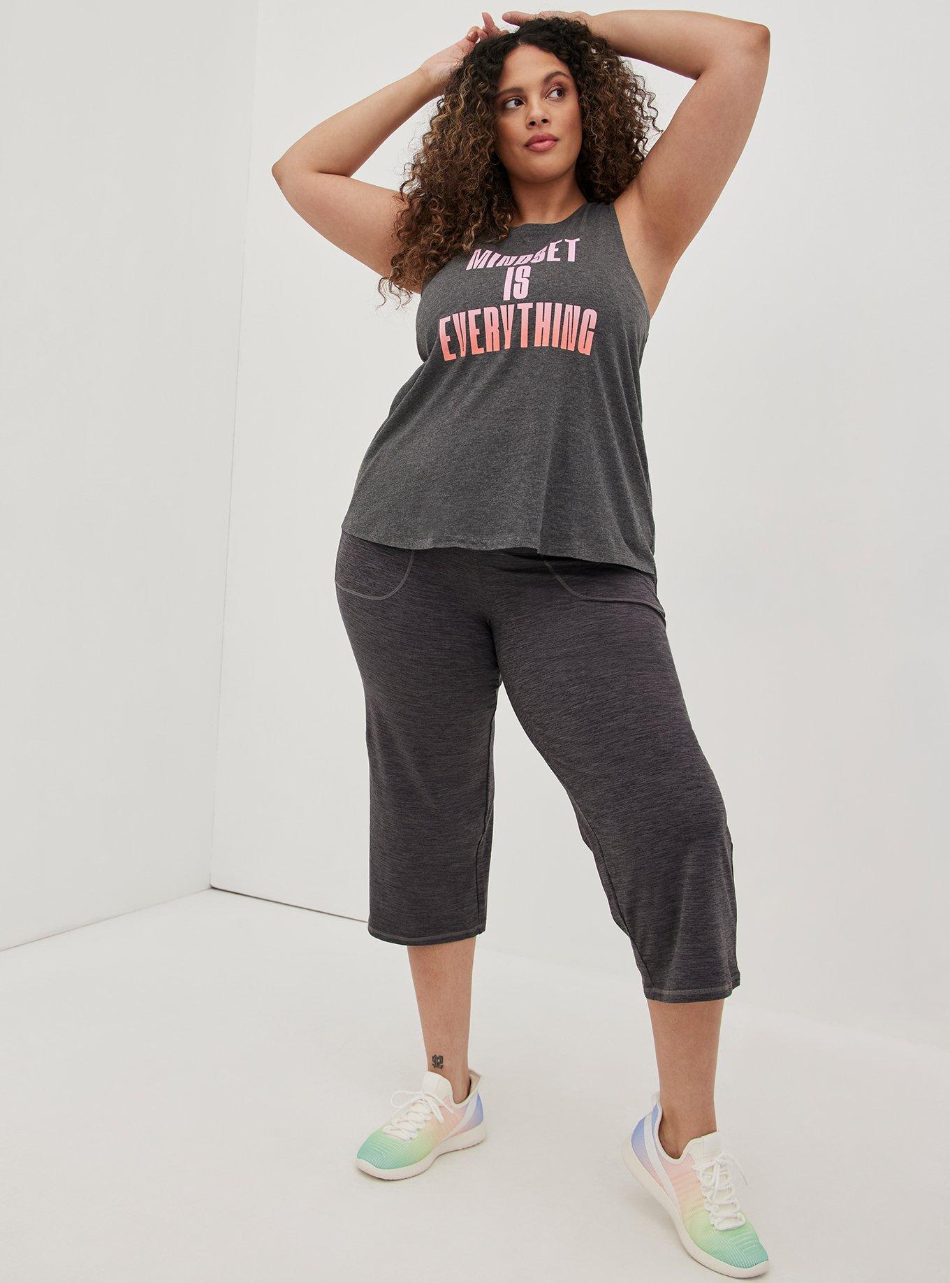 Plus Size Performance Cotton Crew Neck Sleeveless Active Tank, CHARCOAL, alternate
