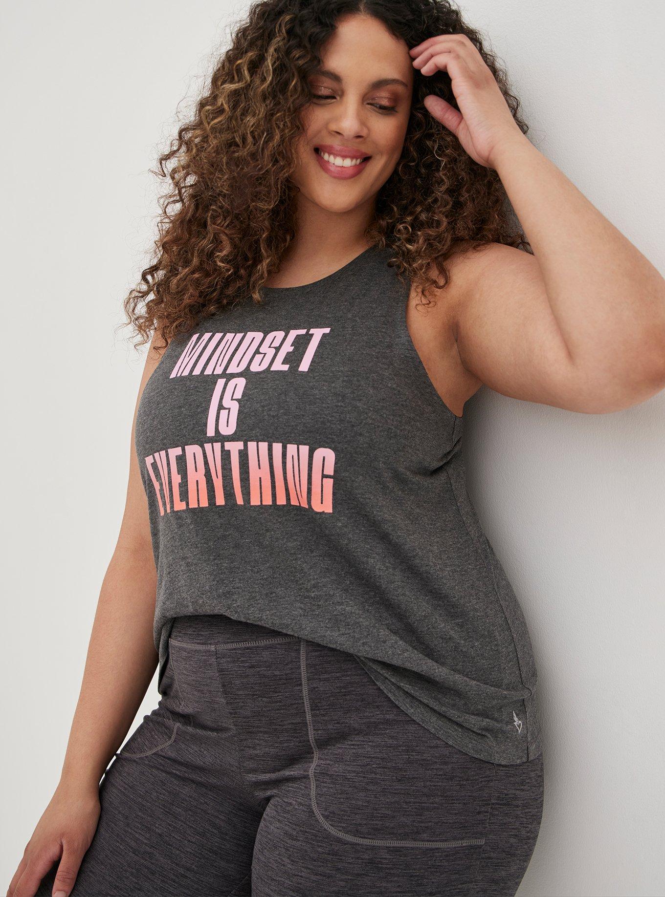 Plus Size Performance Cotton Crew Neck Sleeveless Active Tank, CHARCOAL, hi-res