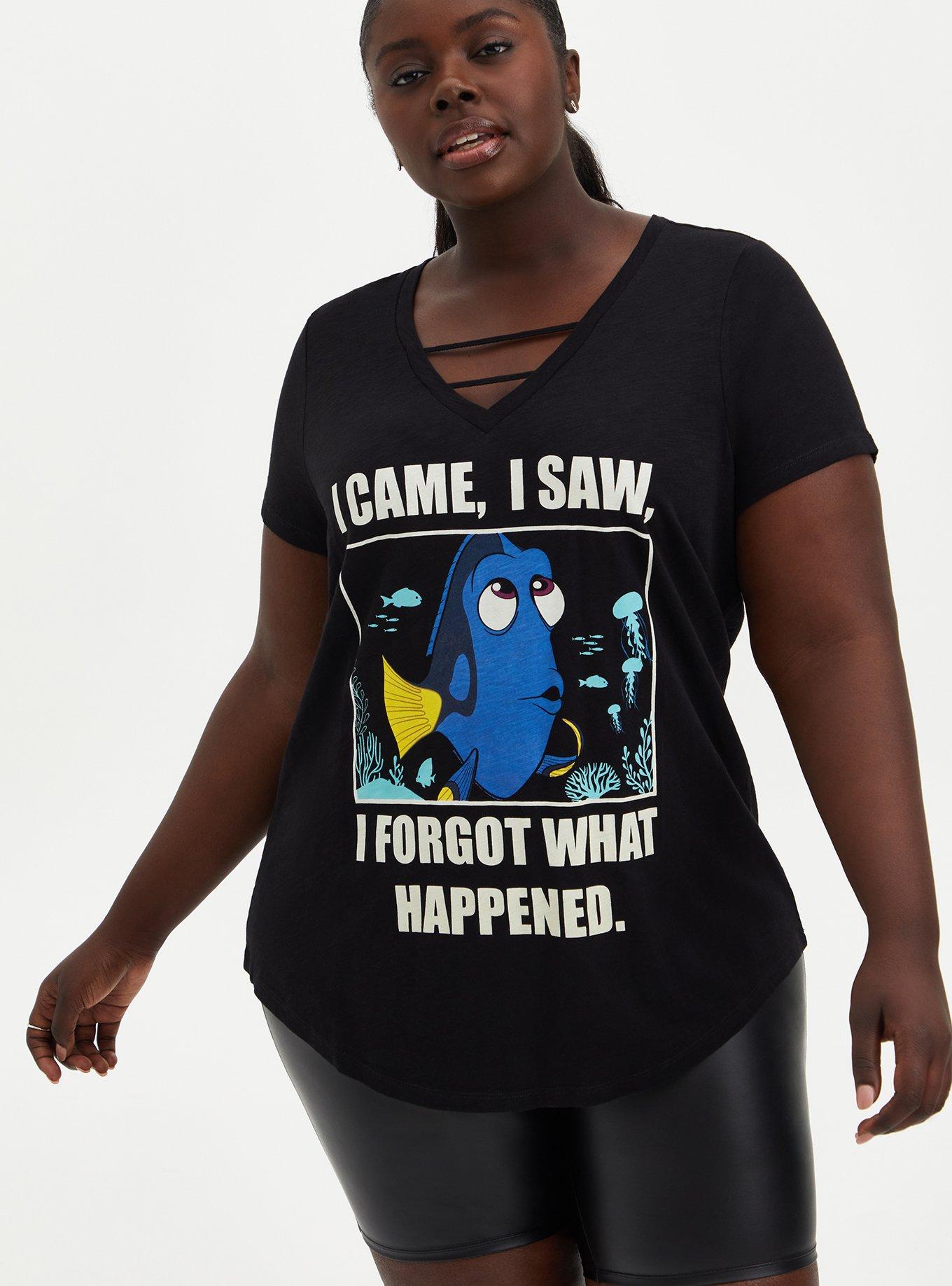 V-Neck Top - Disney Finding Nemo Dory Meme Black, DEEP BLACK, hi-res