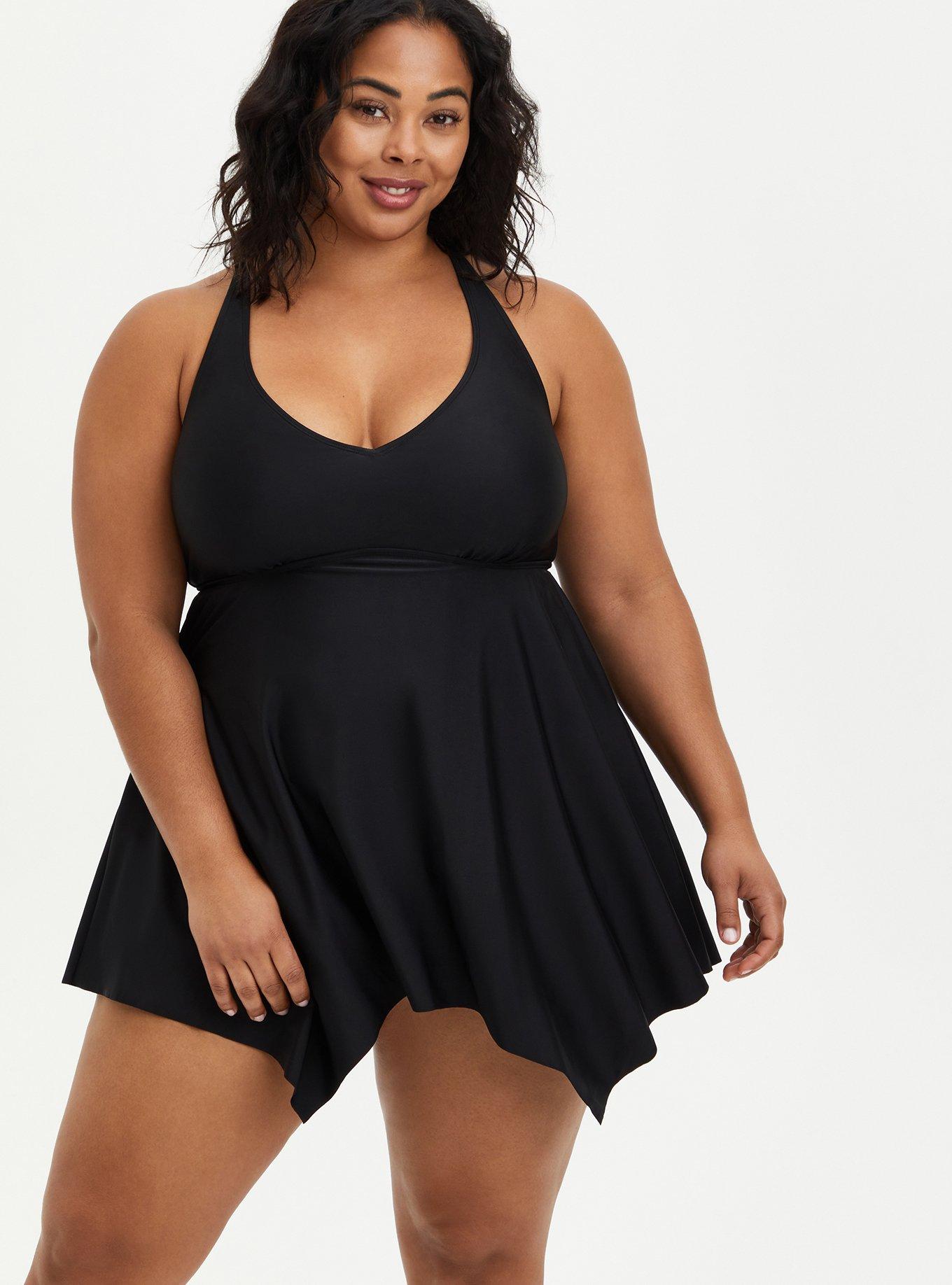 Black plus 2025 size swim dress