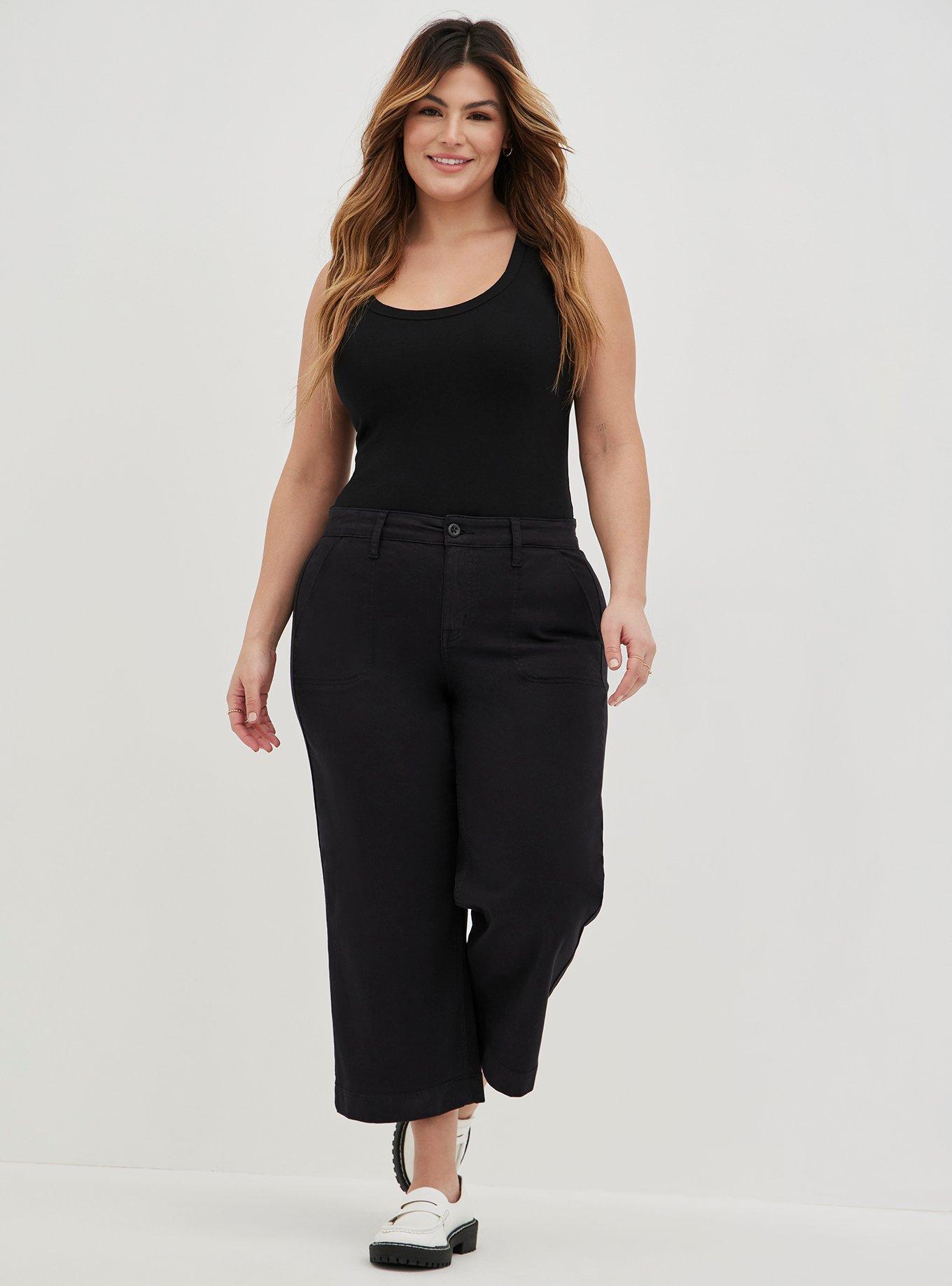 Plus Size - Crop Pull-On Wide Leg Stretch Twill Mid-Rise Pant - Torrid