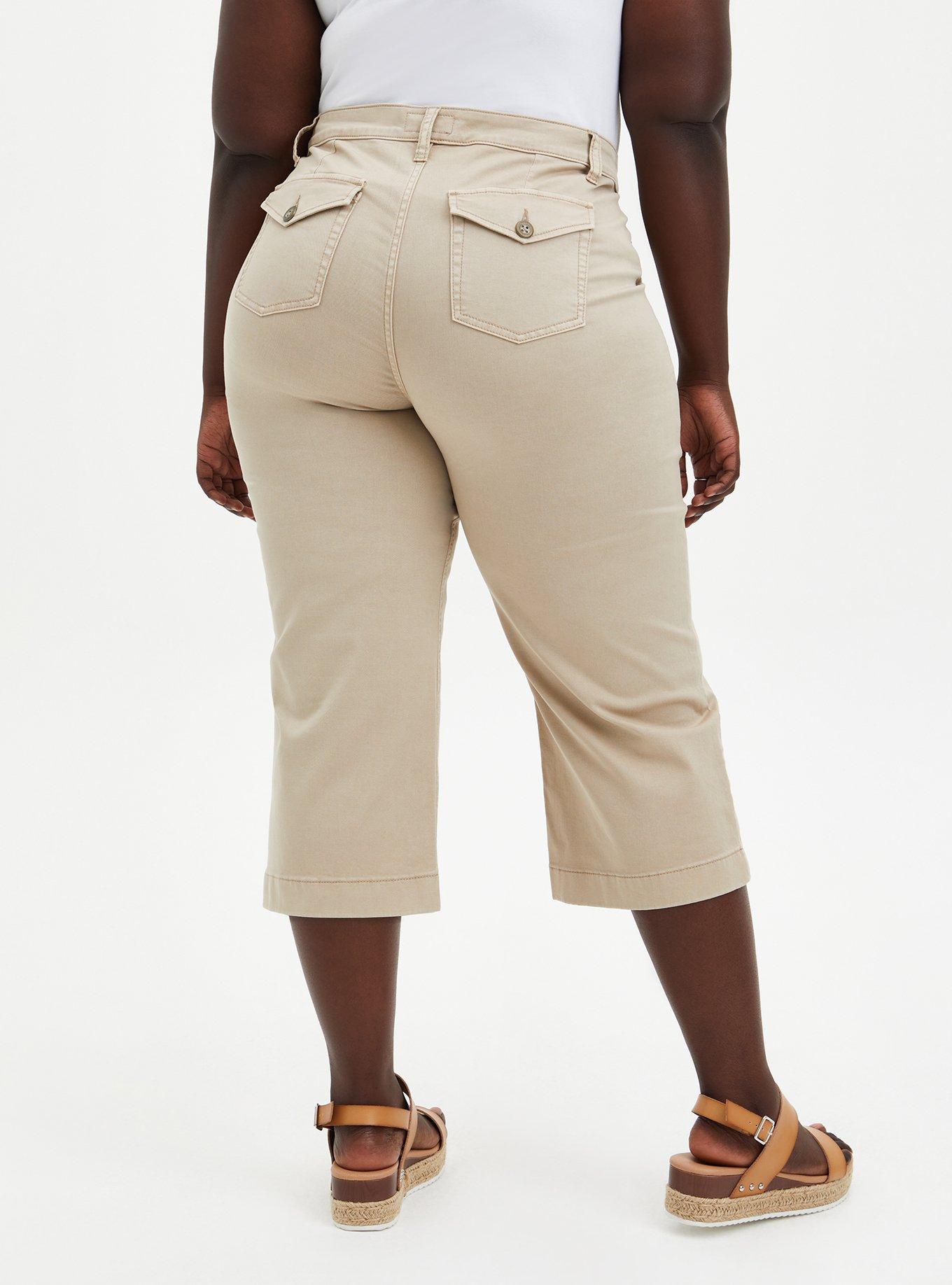 Plus Size - Crop Pull-On Wide Leg Stretch Twill Mid-Rise Pant - Torrid
