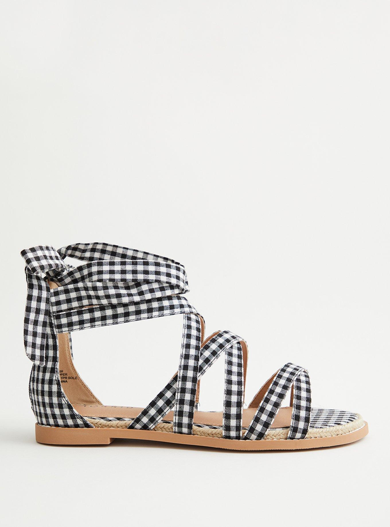 Black and white gingham sandals outlet