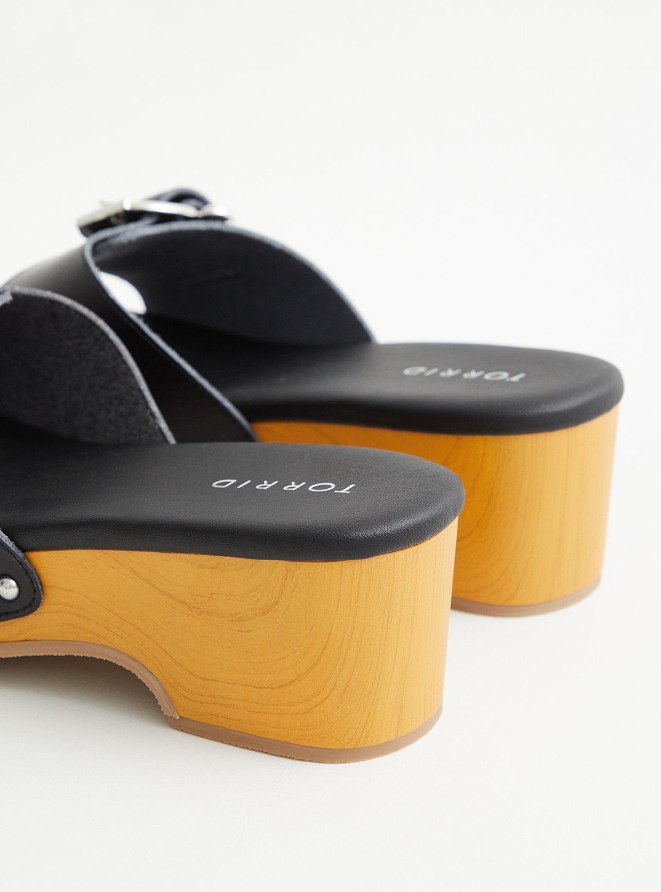 Buckle Wood Block Heel Sandal (WW), BLACK, alternate
