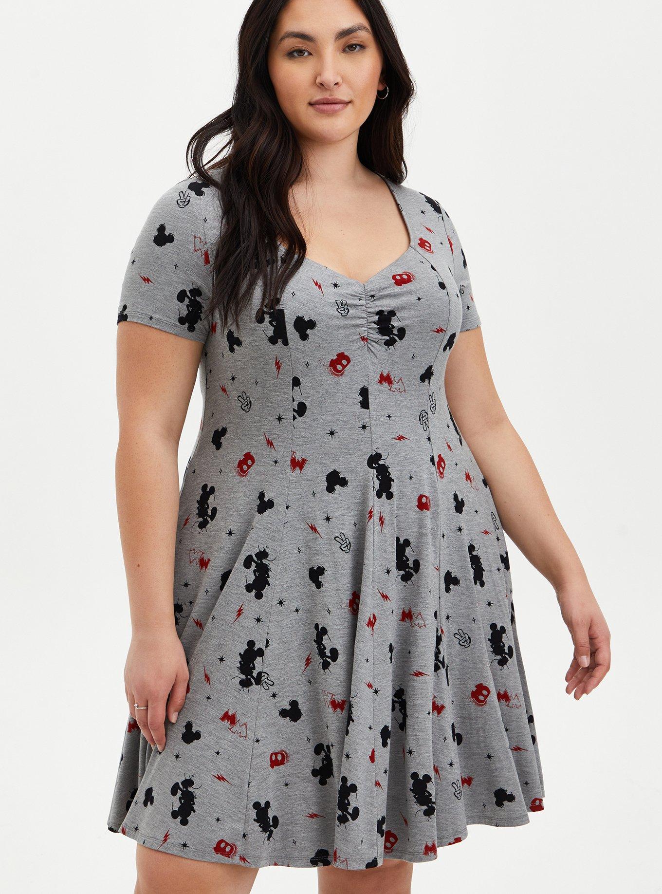 Plus Size - Wrap Mini Skater Dress - Super Soft Plush Floral Grey - Torrid