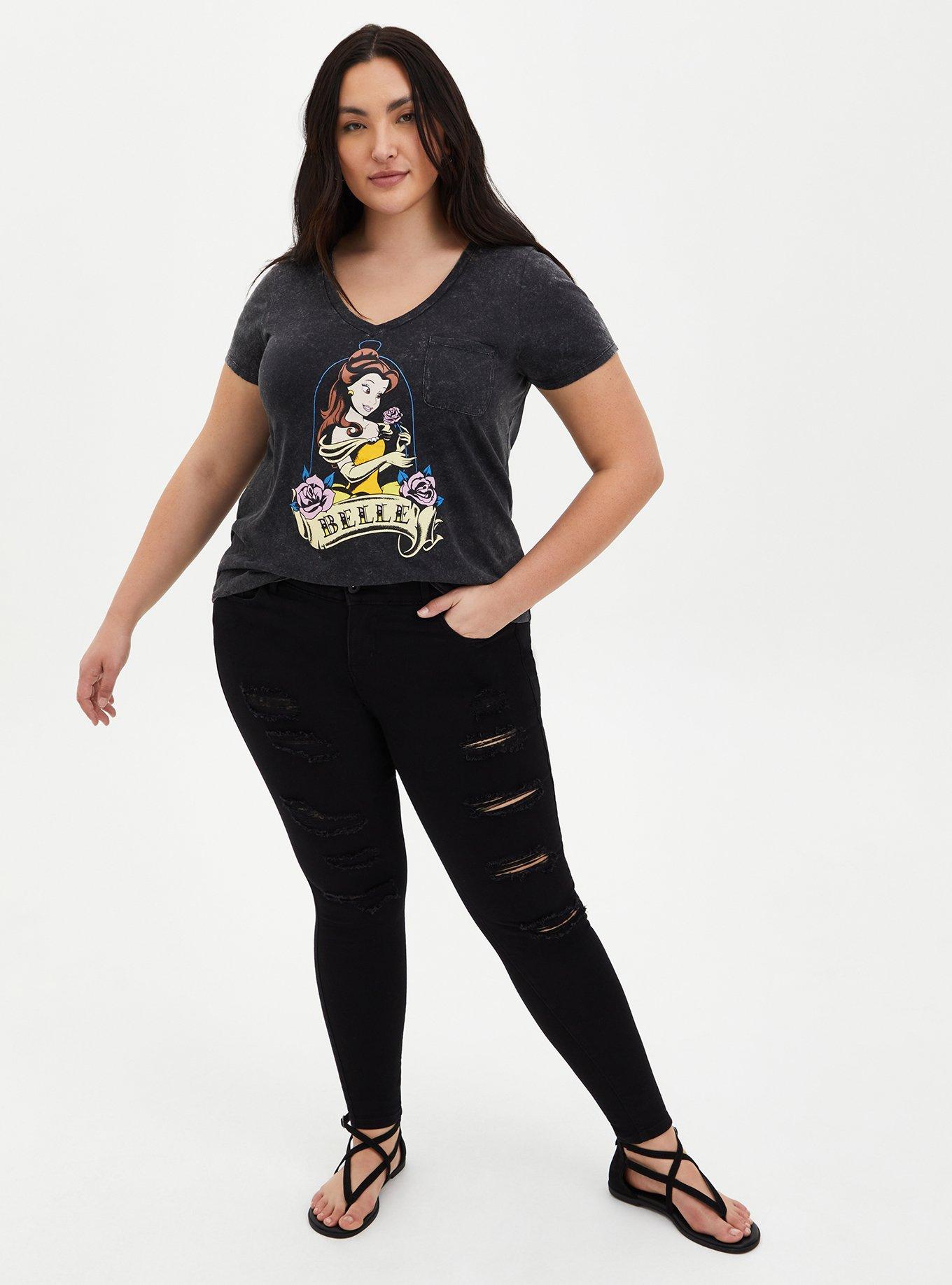 Plus Size - Disney Beauty & The Beast Mineral Wash Belle Tattoo Top ...