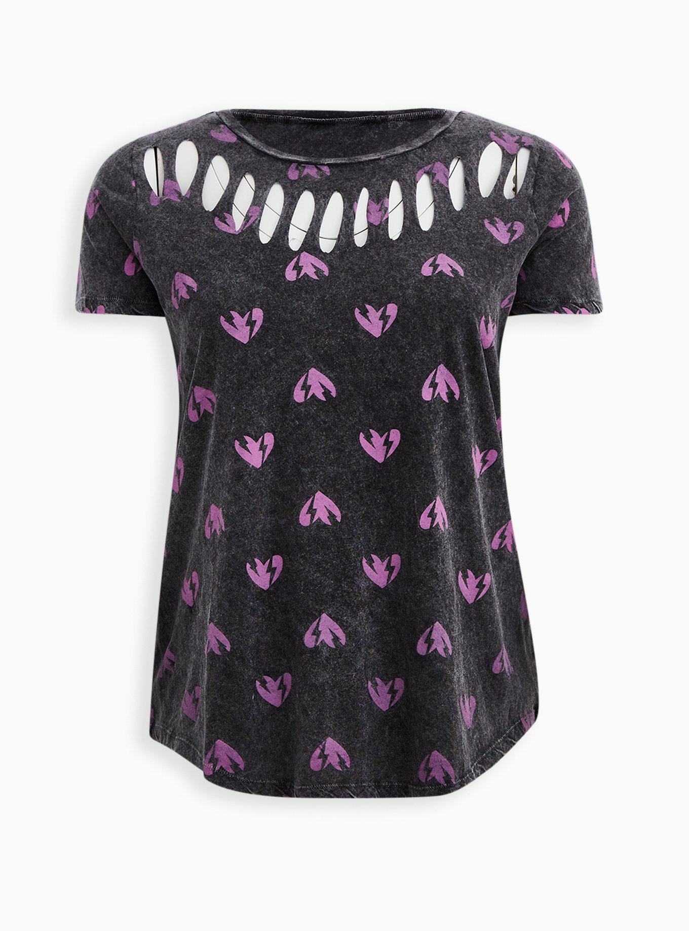 NWT Torrid Plus Size 4 4X 26 LOVESICK SLASHED SLEEVE TEE - COTTON