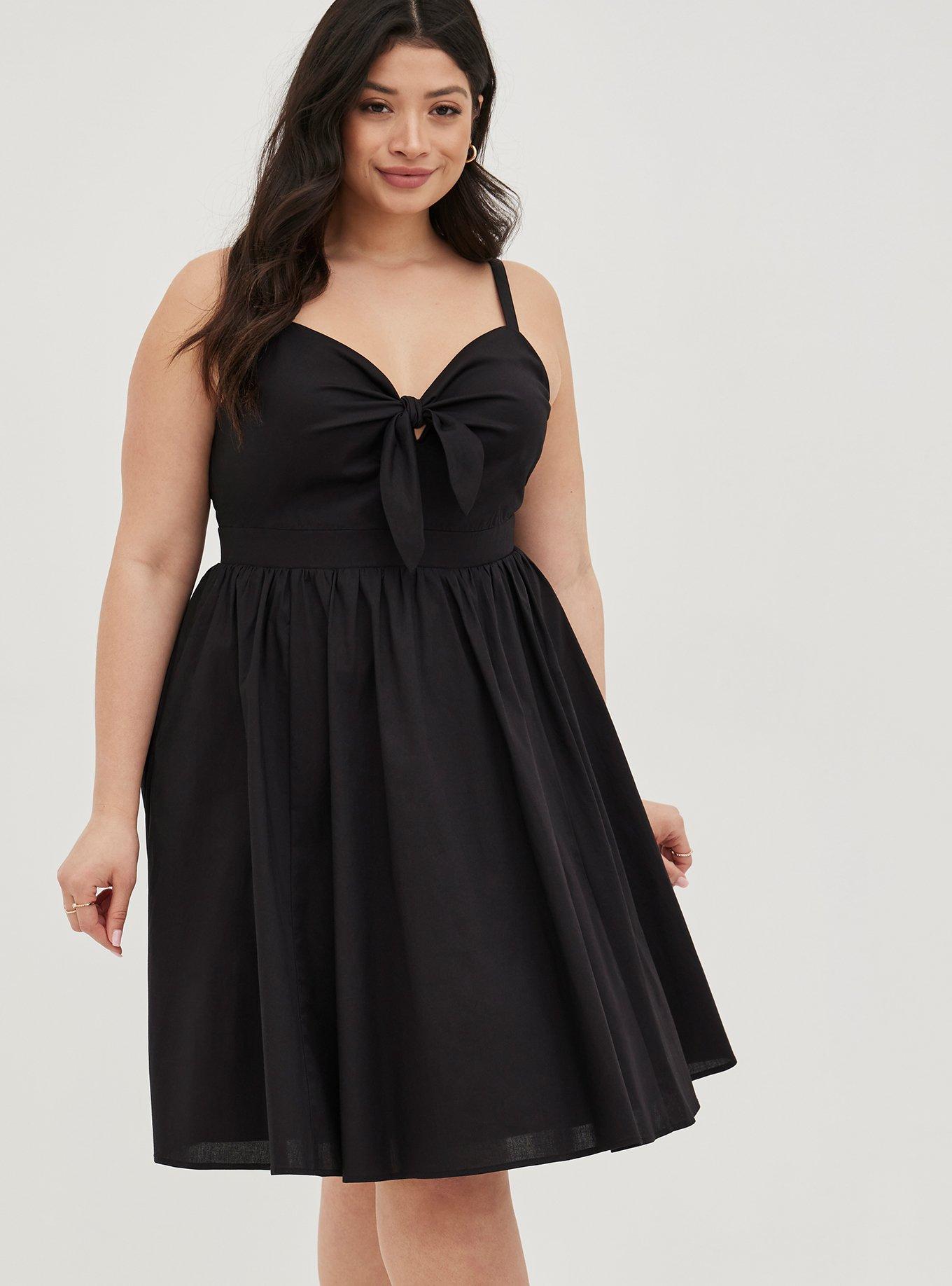 Plus Size Mini Poplin Tie Front Skater Dress Torrid