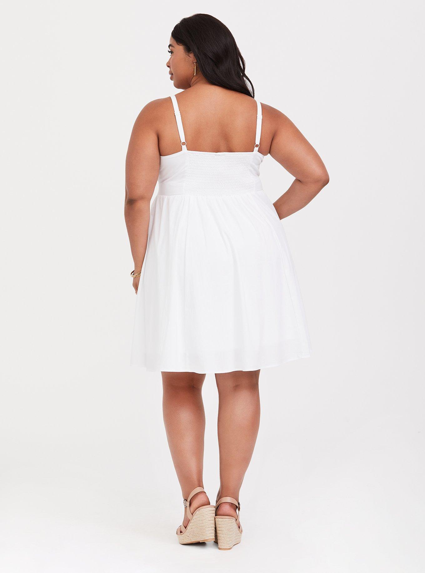 Plus Size - Mini Poplin Tie-Front Skater Dress - Torrid