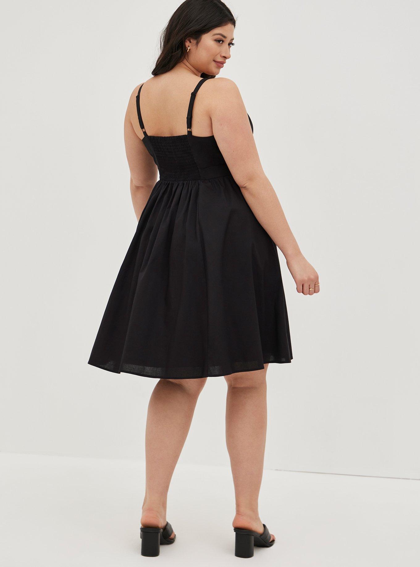 Plus Size - Mini Poplin Tie-Front Skater Dress - Torrid