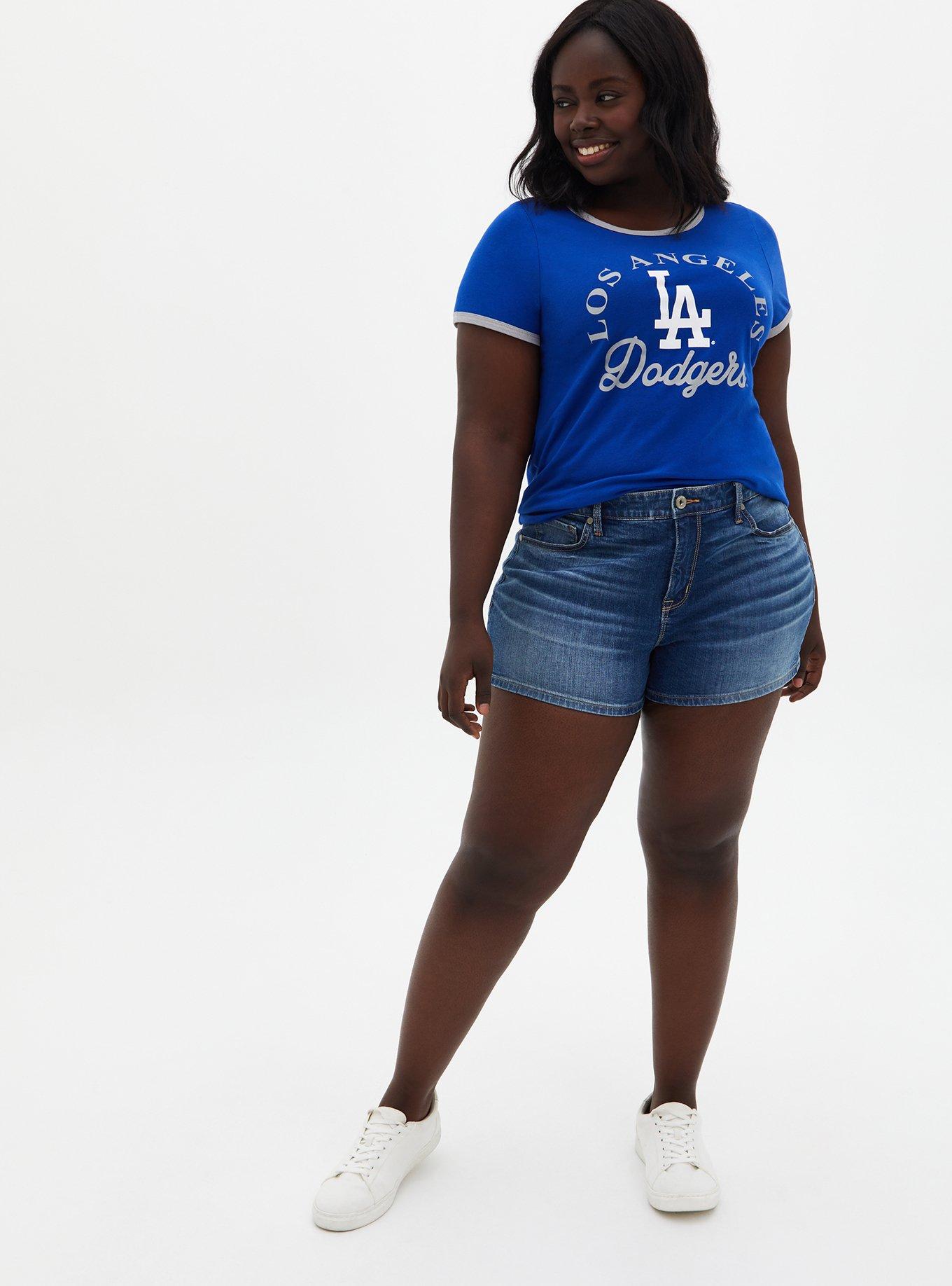 Plus Size Classic Fit Ringer Tee - MLB Los Angeles Dodgers Blue, BLUE, alternate