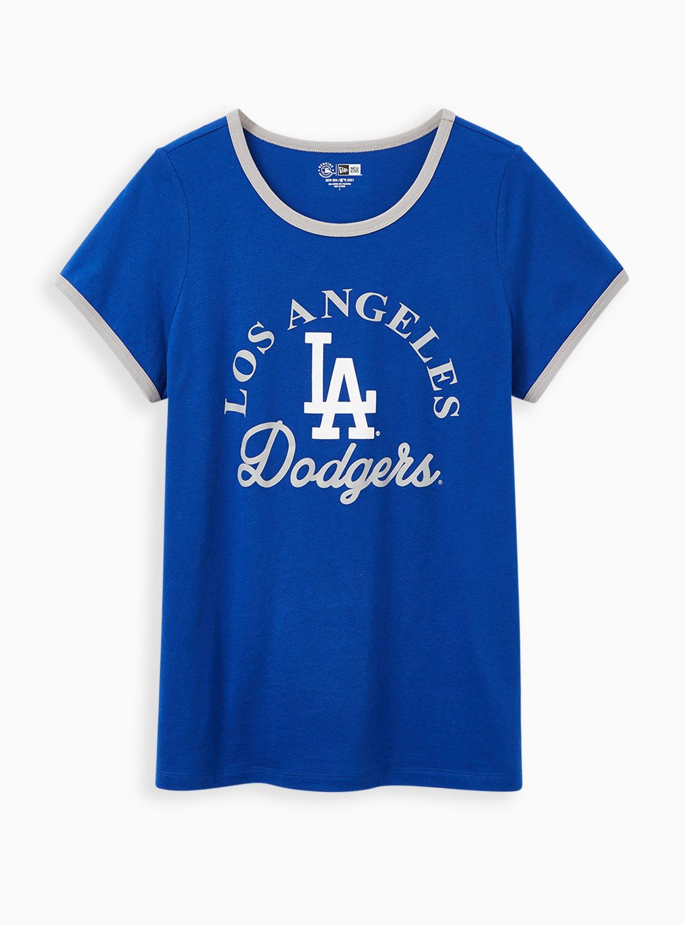 Plus Size Classic Fit Ringer Tee - MLB Los Angeles Dodgers Blue, BLUE, hi-res