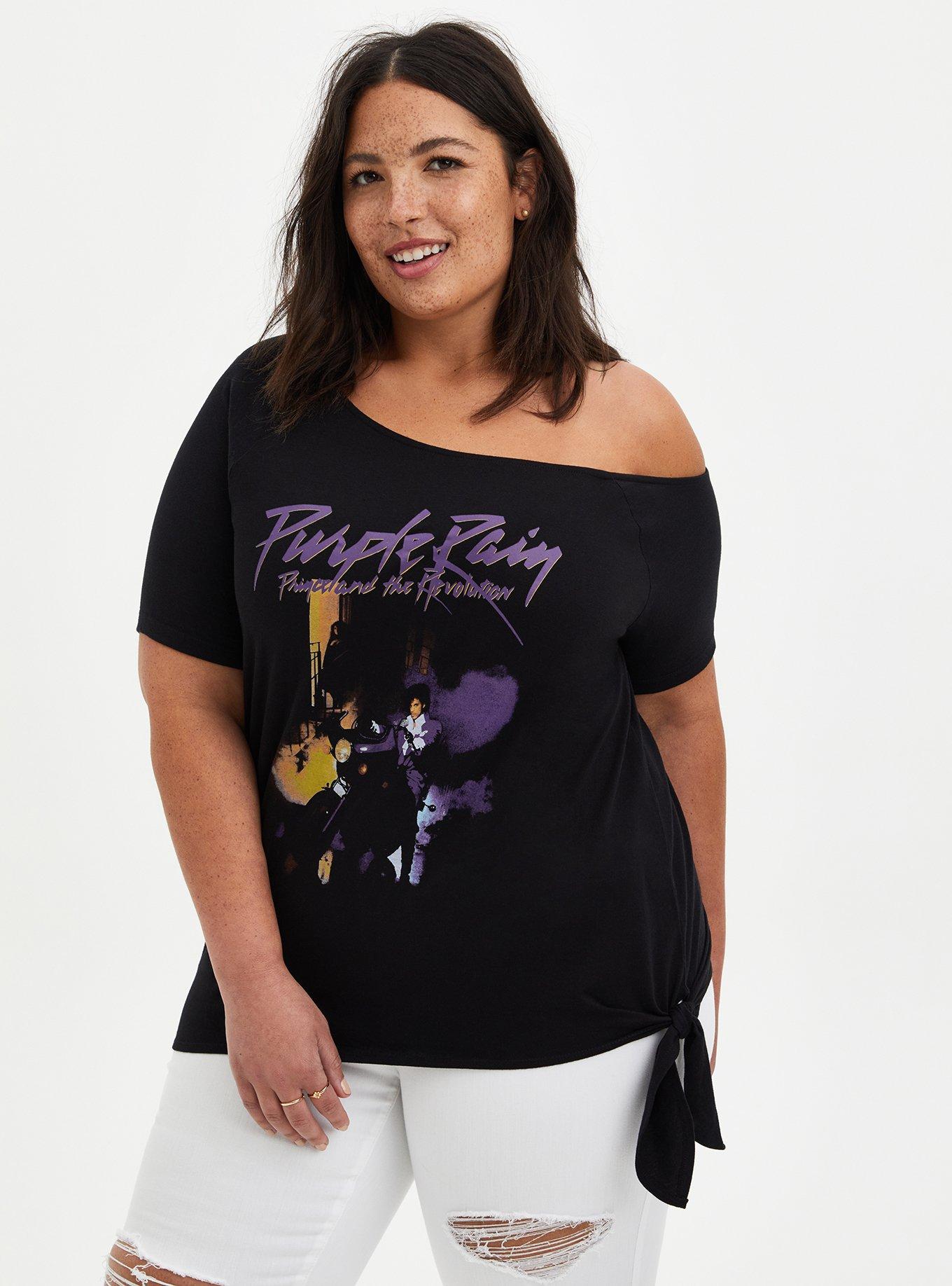 Plus Size - Off The Shoulder Tee – Prince Purple Rain Black