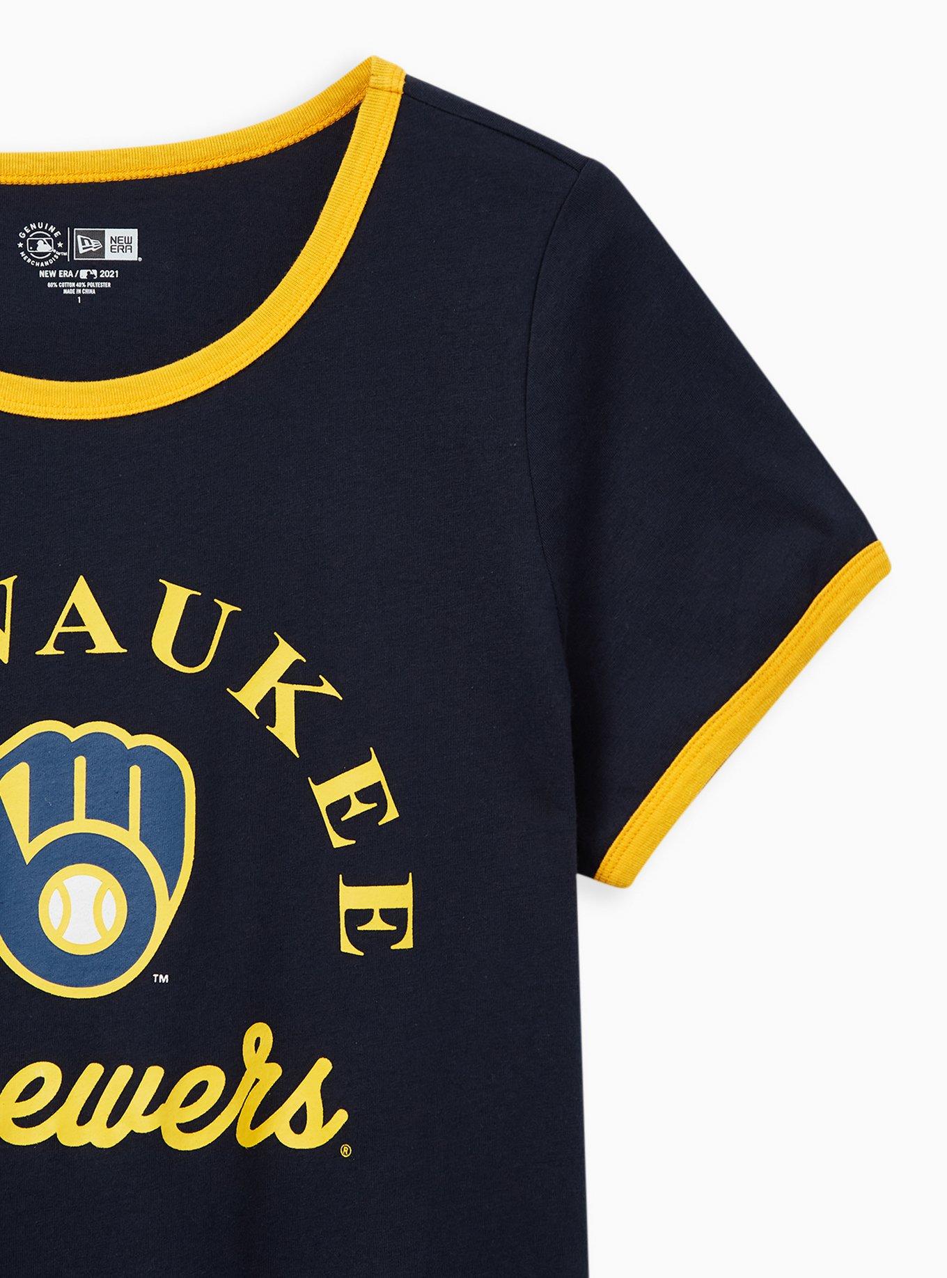 Plus Size Classic Fit Ringer Tee - MLB Milwaukee Brewers Navy, PEACOAT, alternate