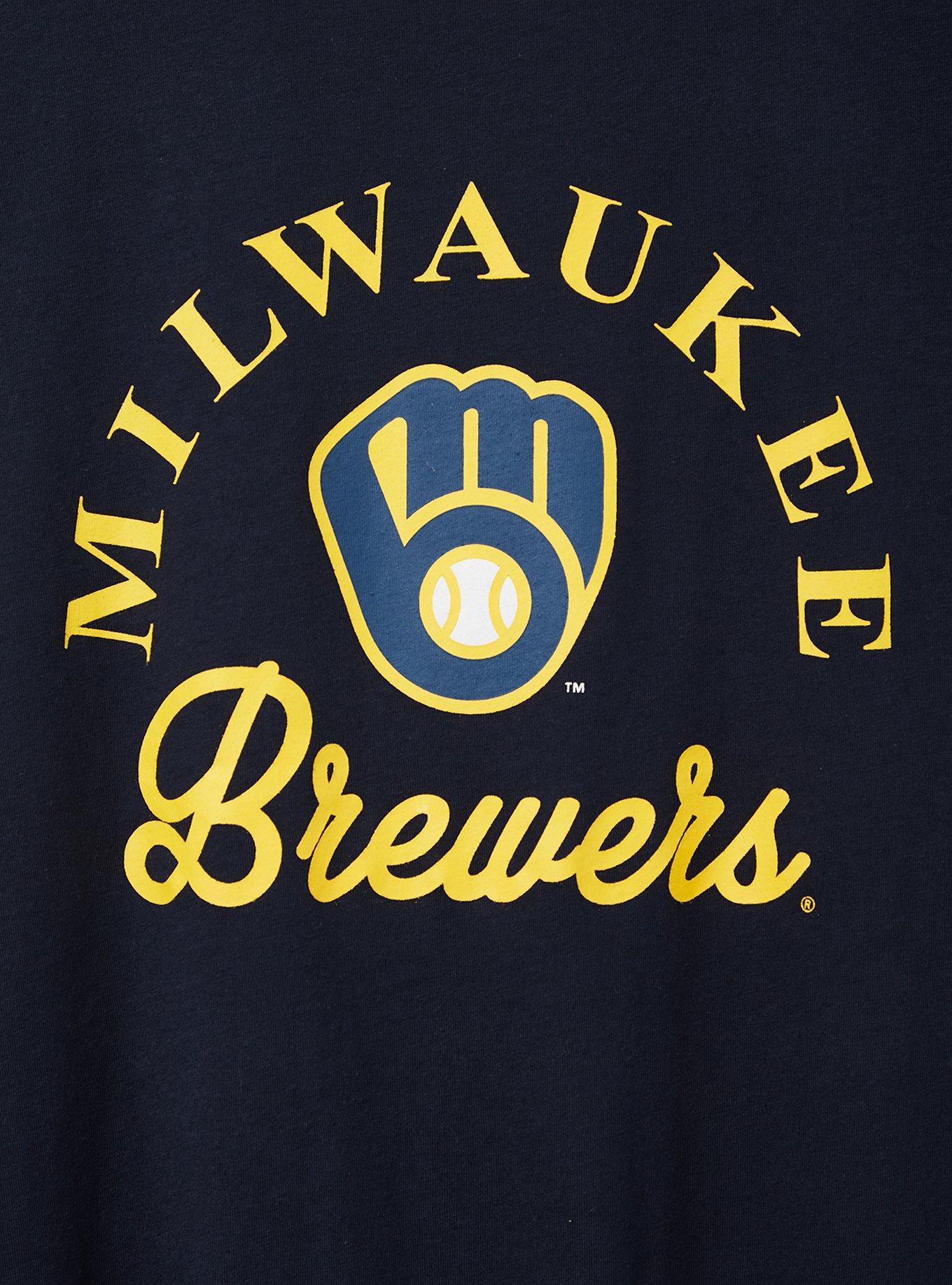 Plus Size Classic Fit Ringer Tee - MLB Milwaukee Brewers Navy, PEACOAT, alternate