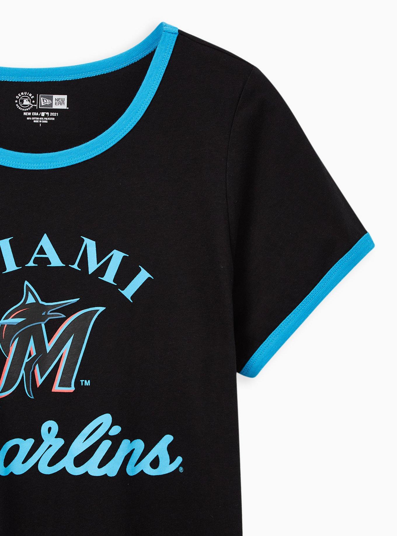 Plus Size Classic Fit Ringer Tee - MLB Miami Marlins Black, DEEP BLACK, alternate