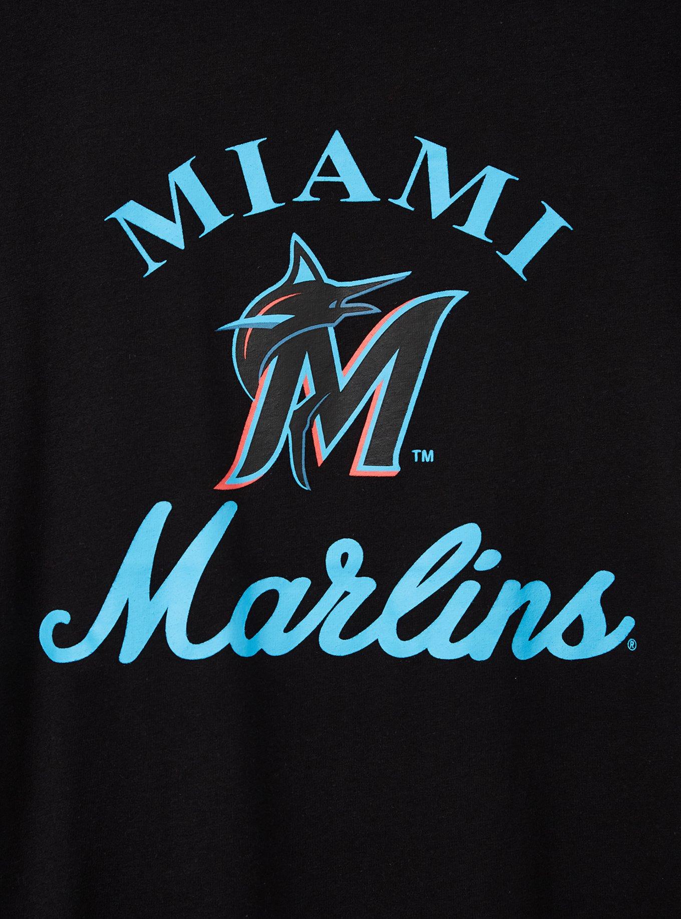 Plus Size Classic Fit Ringer Tee - MLB Miami Marlins Black, DEEP BLACK, alternate