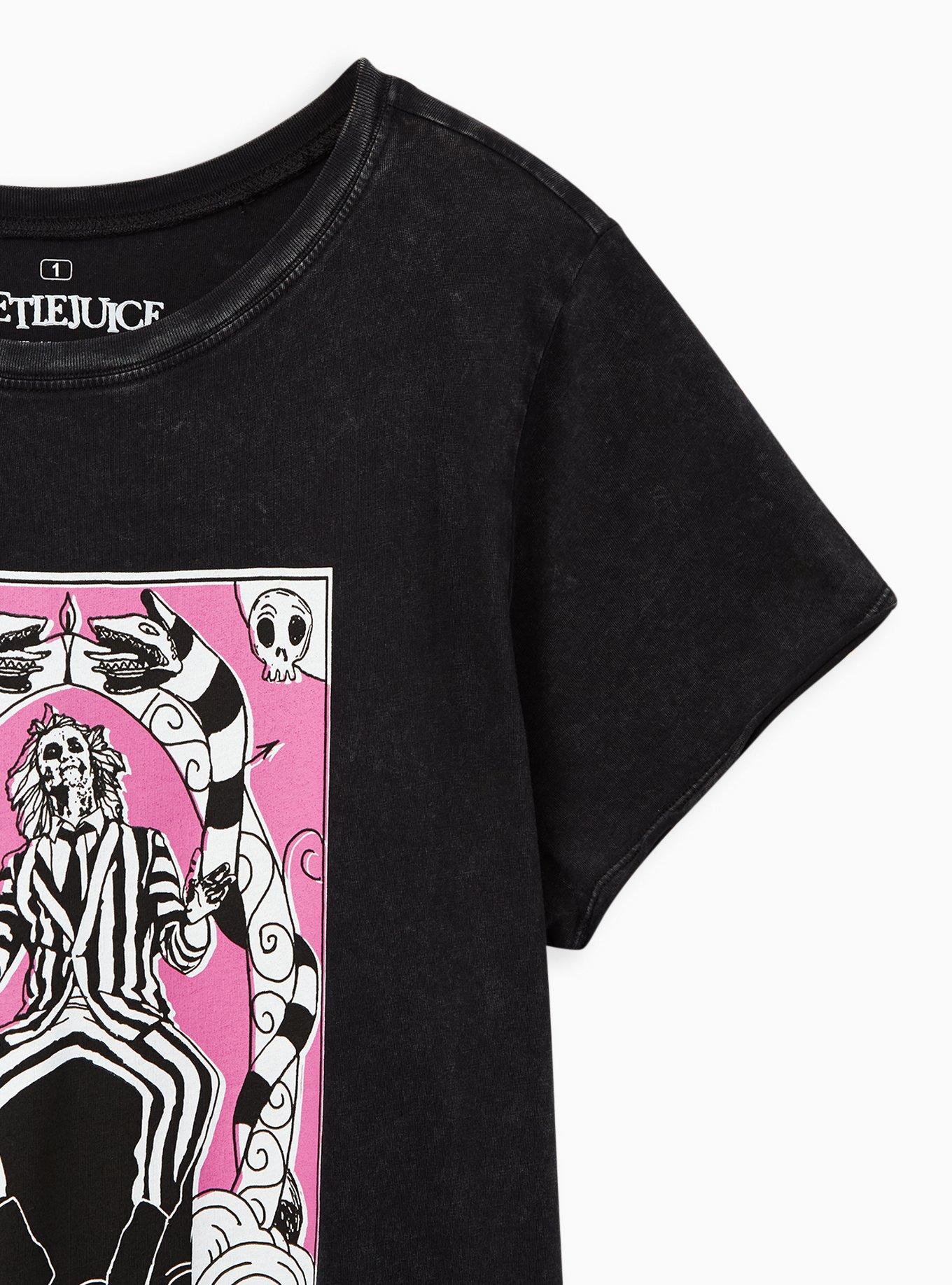 Plus Size Classic Fit - Beetlejuice Black Mineral Wash Crew Tee, DEEP BLACK, alternate