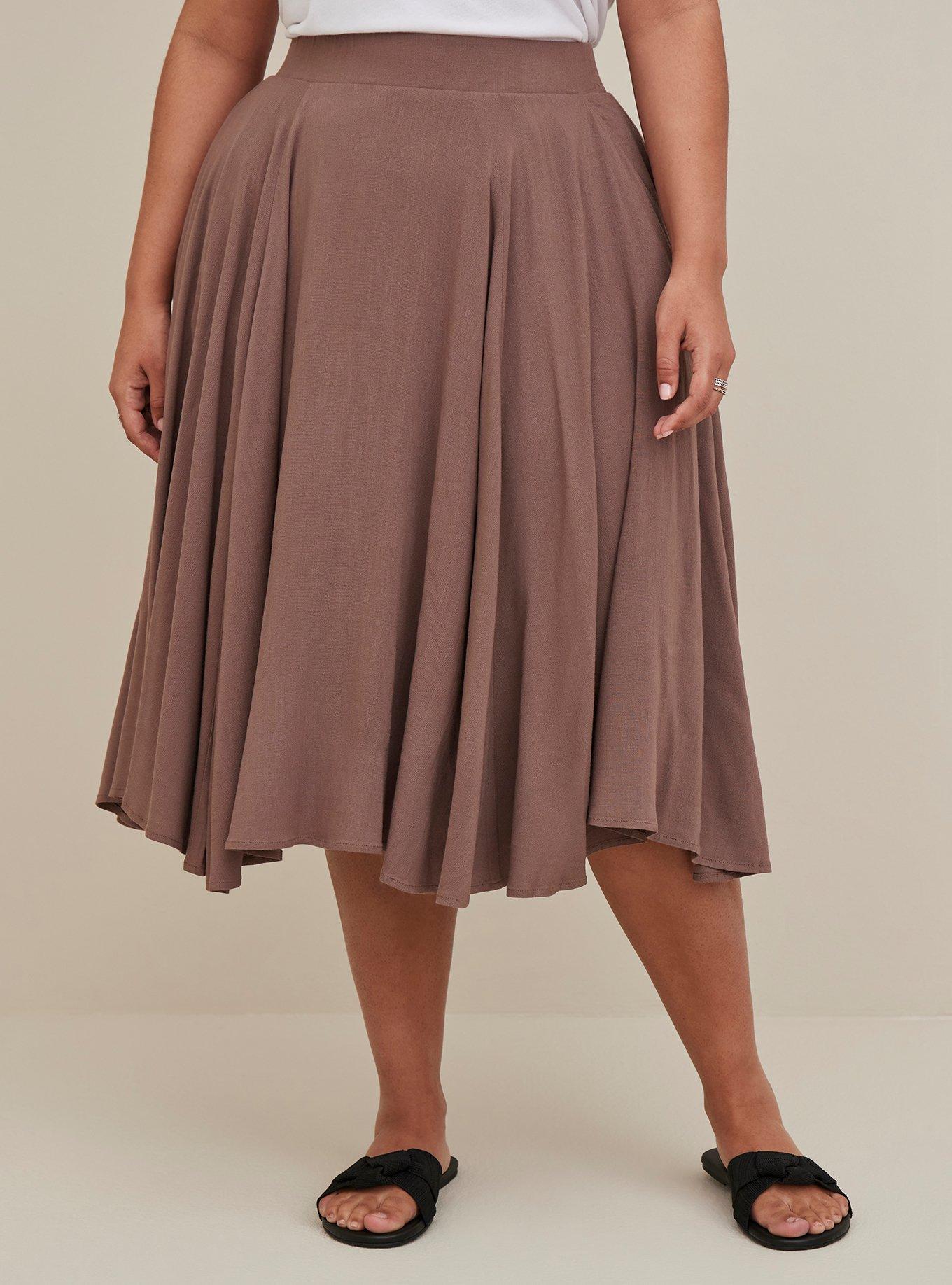 Midi Refined Woven Skirt, BROWN, alternate
