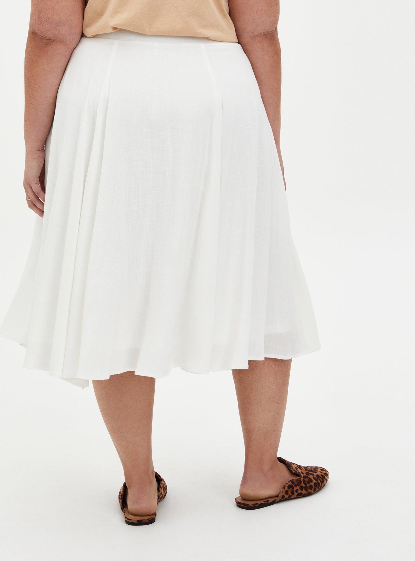 Plus Size Midi Refined Woven Skirt, CLOUD DANCER, alternate