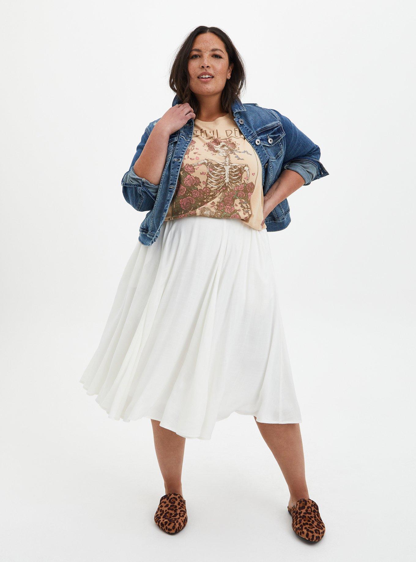 Plus Size Midi Refined Woven Skirt, CLOUD DANCER, alternate