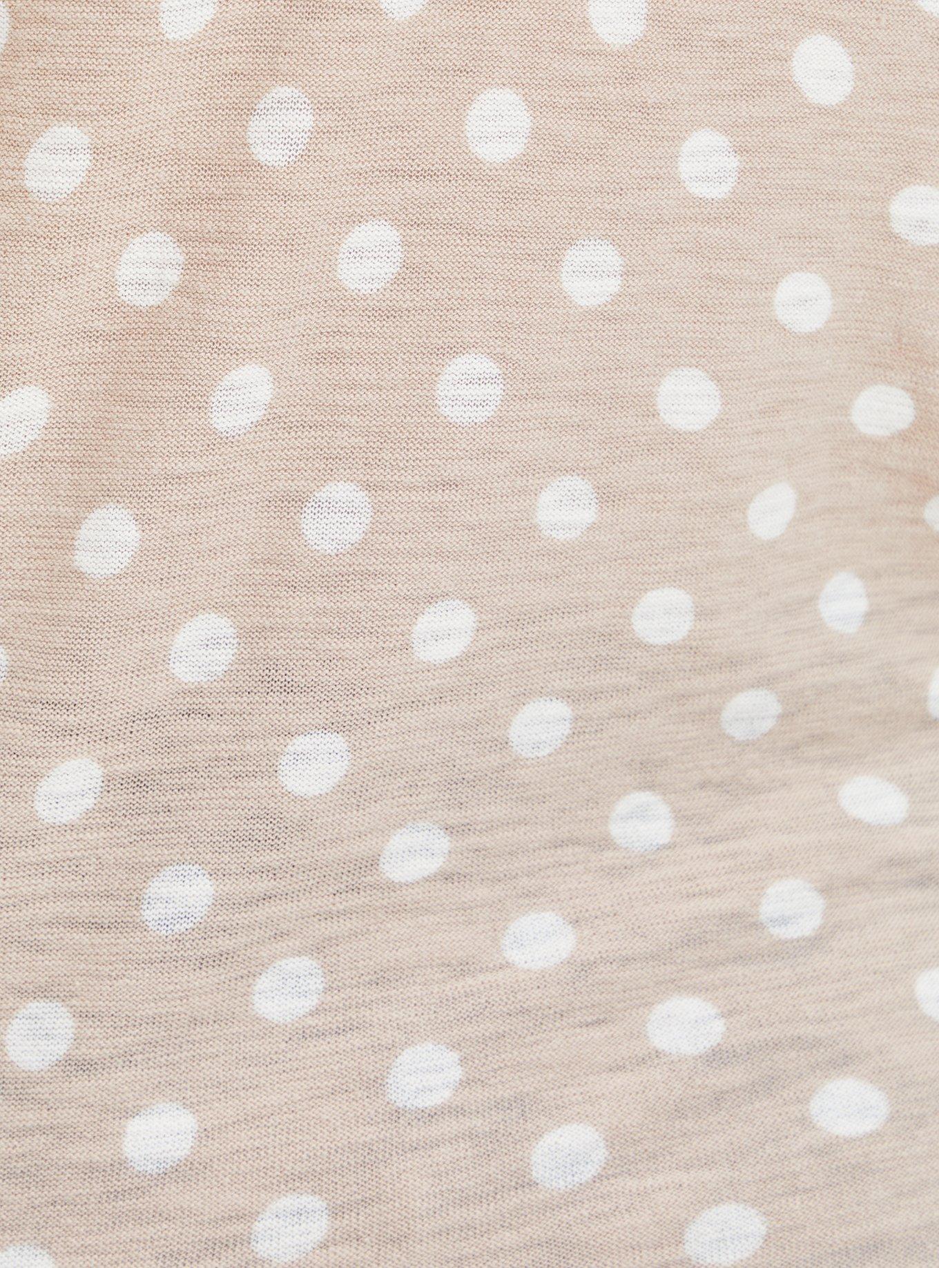 Plus Size  Oatmeal Polka Dot Slub Boyfriend Cardigan Sweater, MUSHROOM, alternate