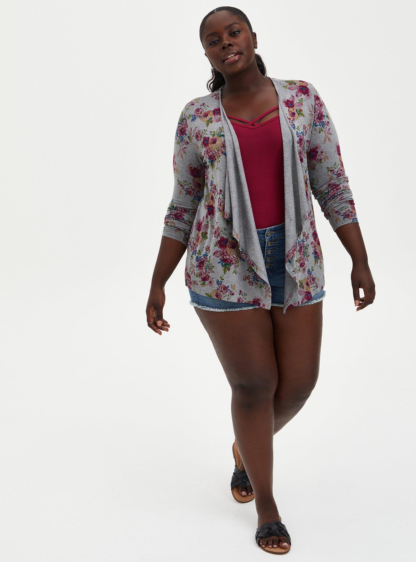 Plus size 2024 floral cardigan