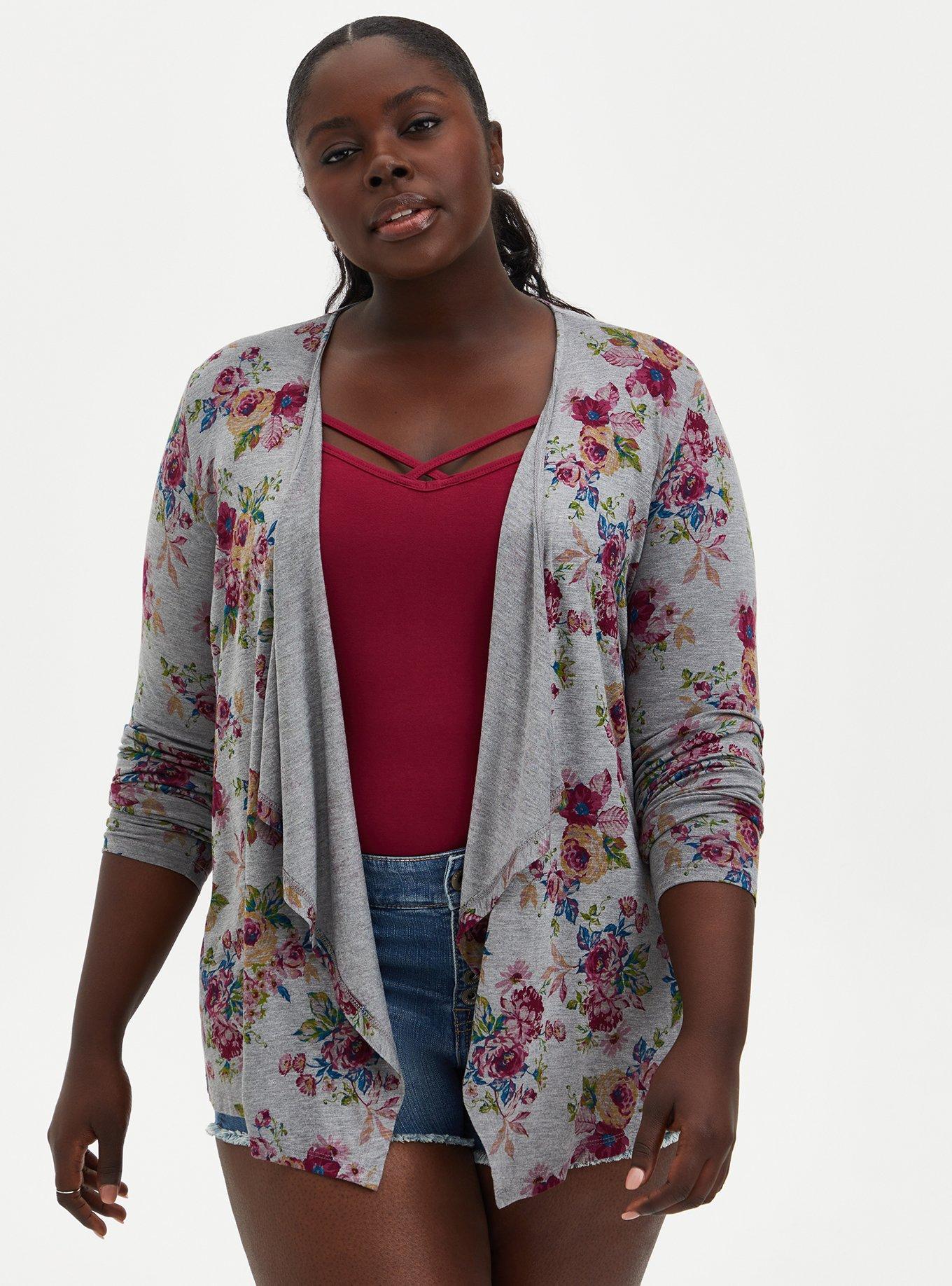 Plus size floral on sale cardigan