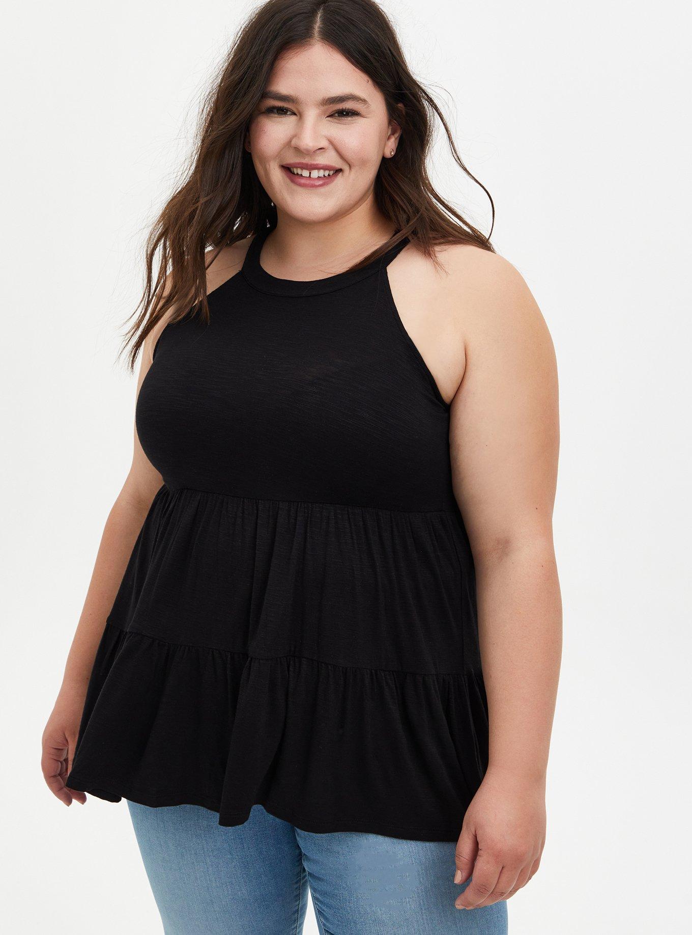 Plus Size - Super Soft Black Babydoll Top - Torrid