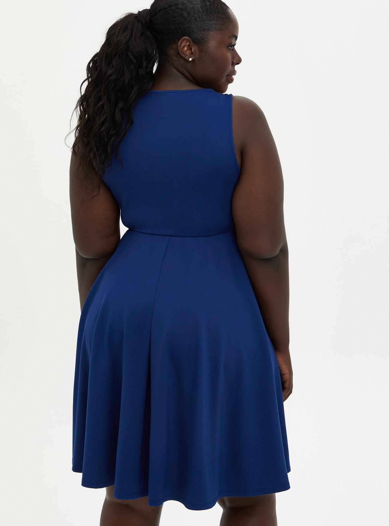 Plus size blue outlet skater dress