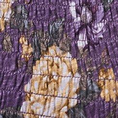 Smocked Crew Babydoll Top, BRENDA FLORAL PURPLE, swatch