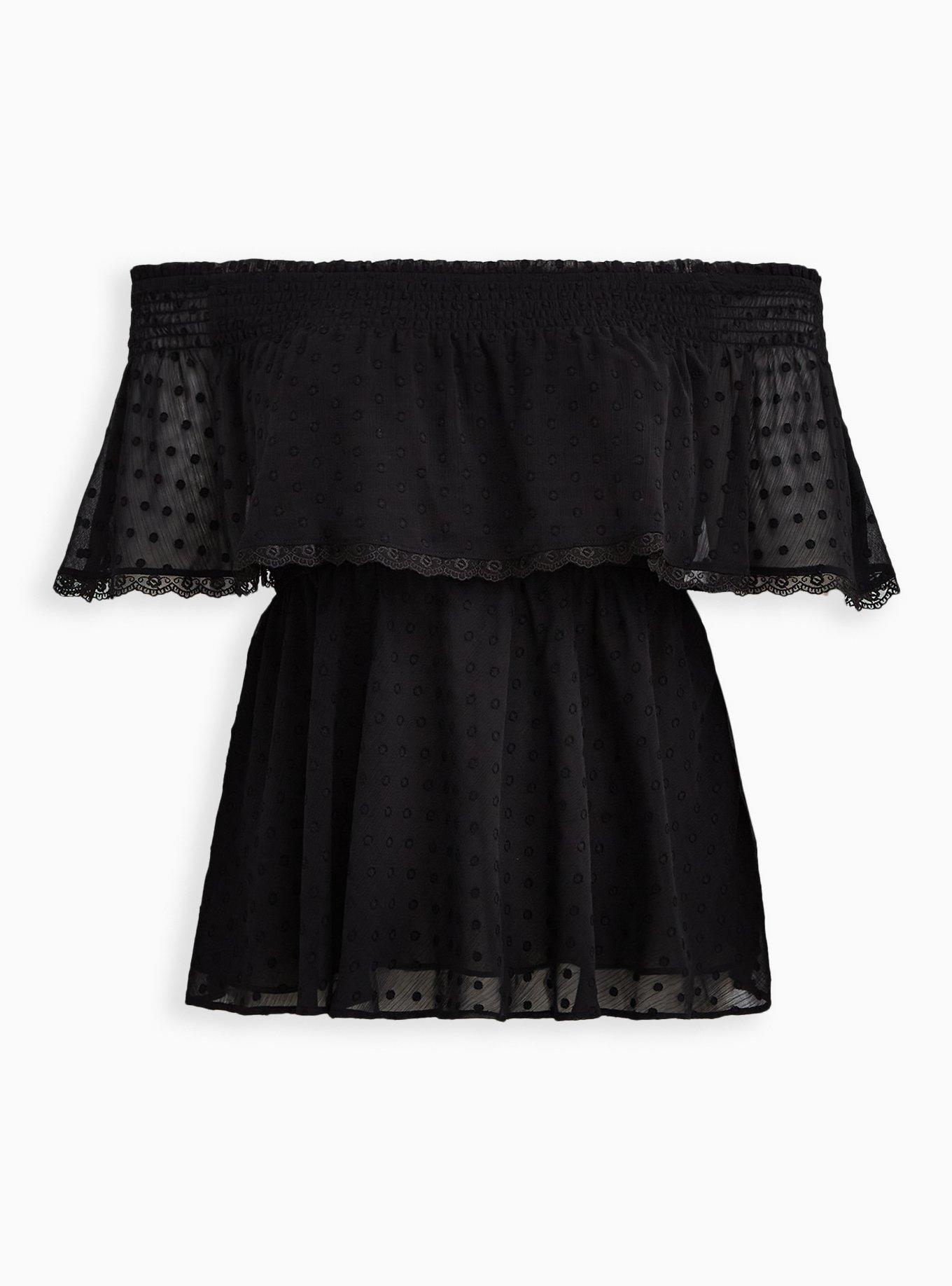 Plus Size - Swiss Dot Off-Shoulder Top - Torrid Plus Size - Swiss Dot Off-Shoulder Top - Torrid