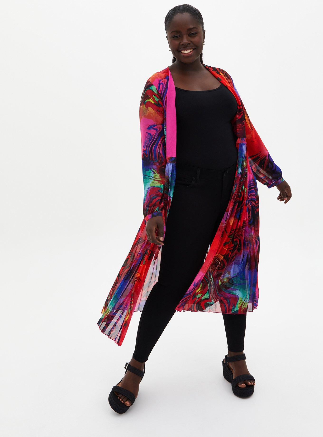 PRINTED CHIFFON KIMONO CARDIGAN JACKET