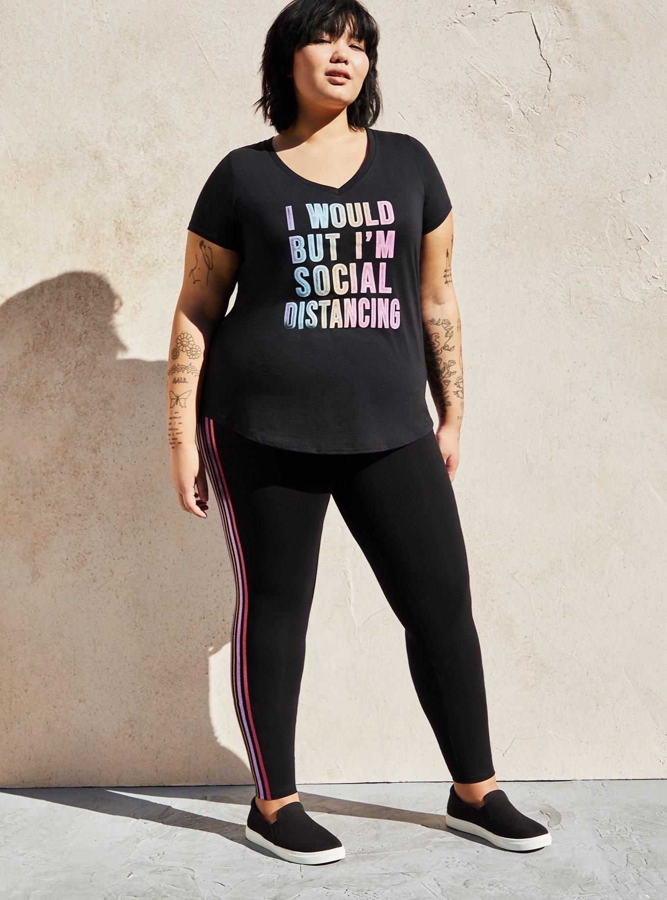 Plus Size Classic Fit V-Neck Tee - Social Distance Black, DEEP BLACK, alternate