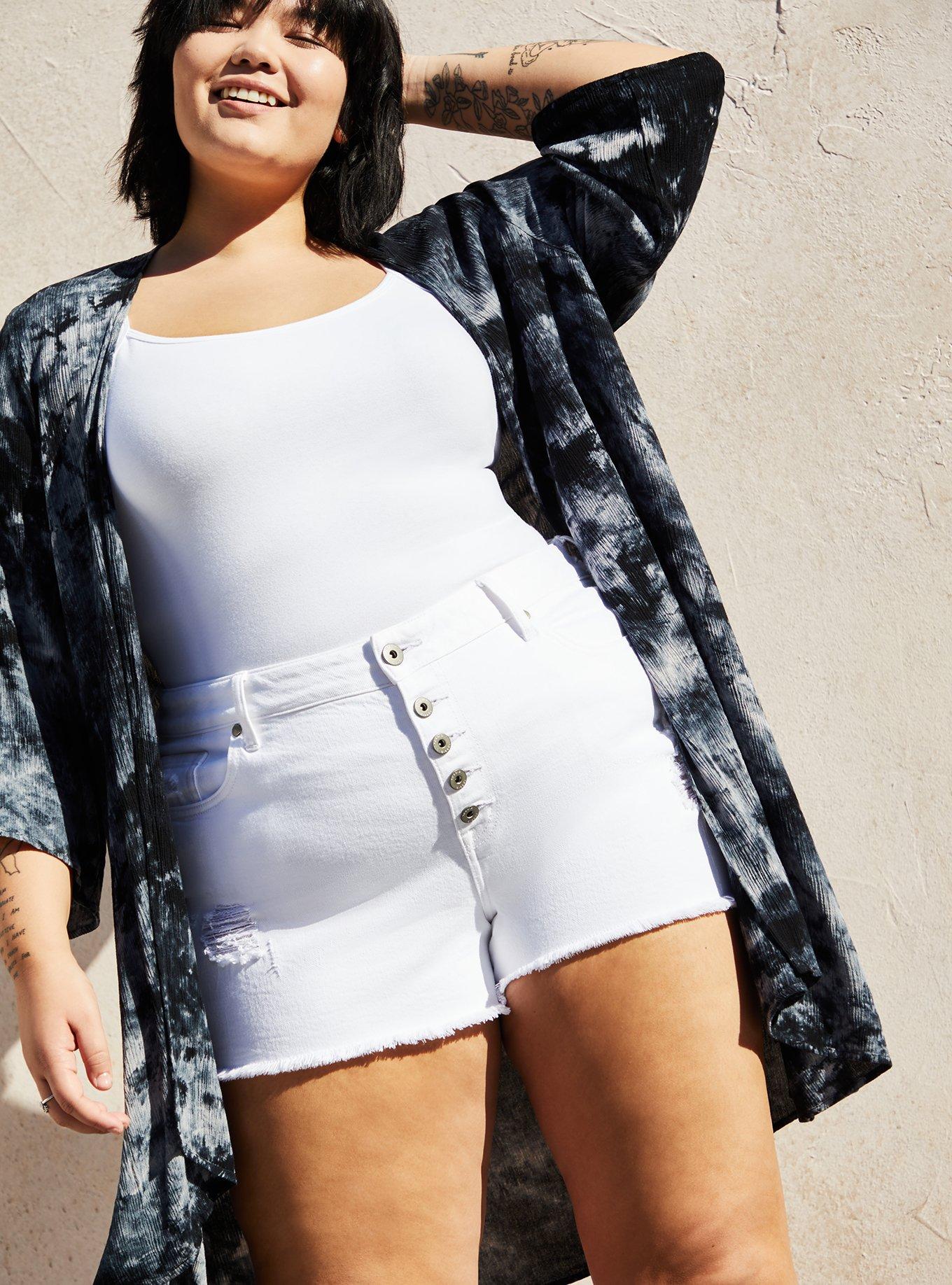 Plus Size - Black Tie-Dye Gauze Kimono - Torrid