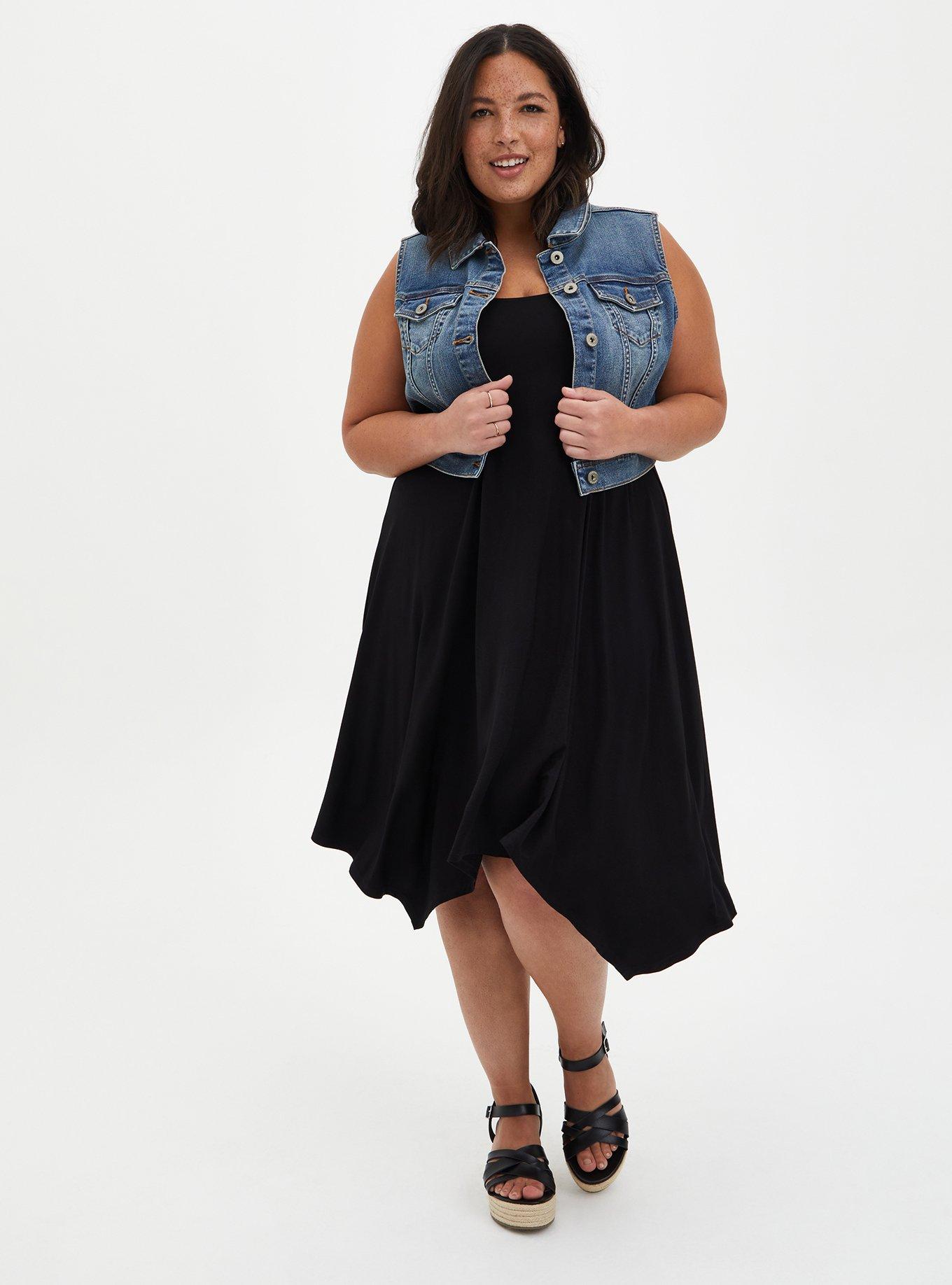 Denim Cropped Vest - Medium Wash , MEDIUM WASHED DENIM, alternate