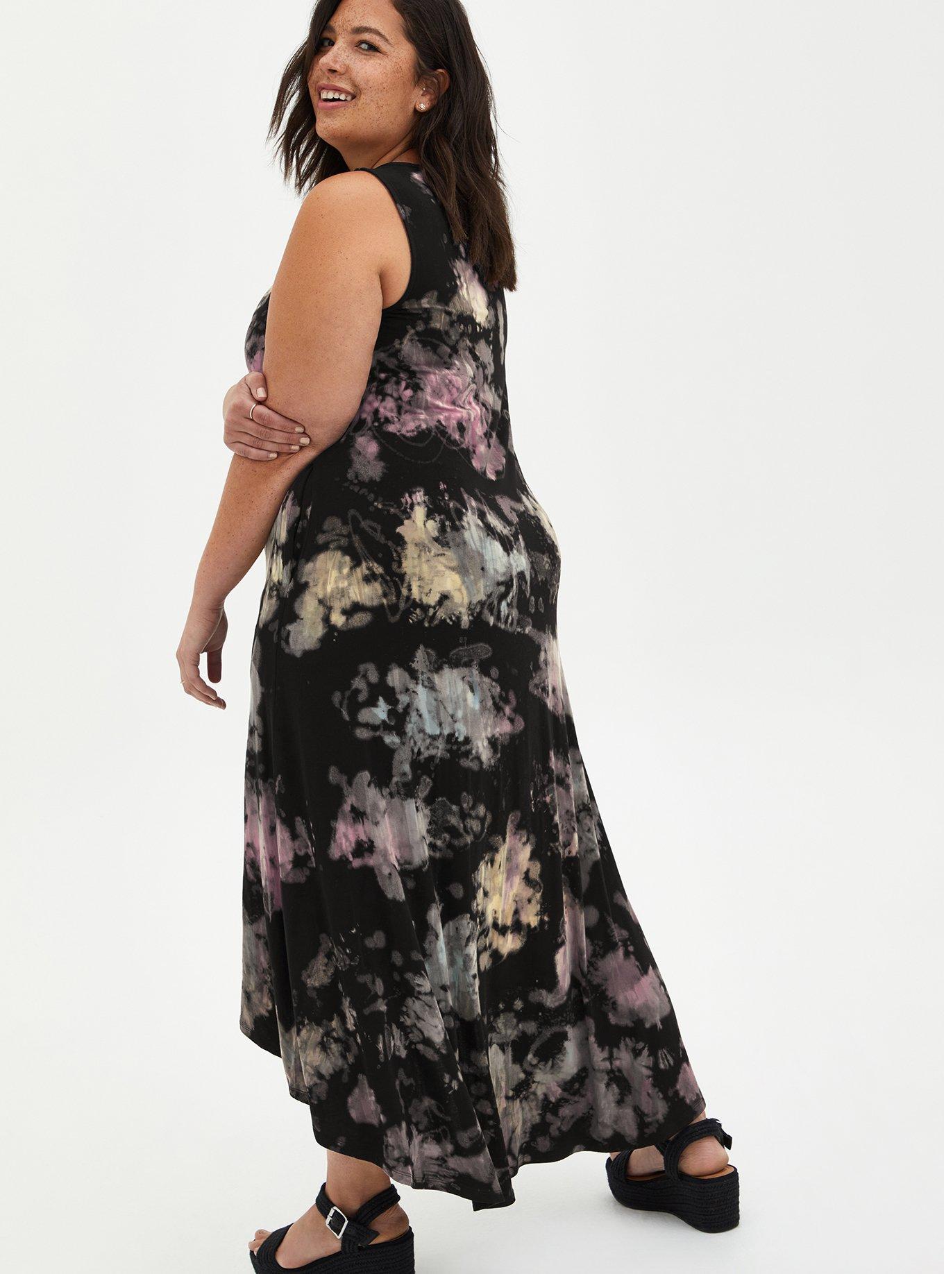 Tie-Dye Skull Super Soft Hi-Low Maxi Dress, TIE DYE BLACK, alternate