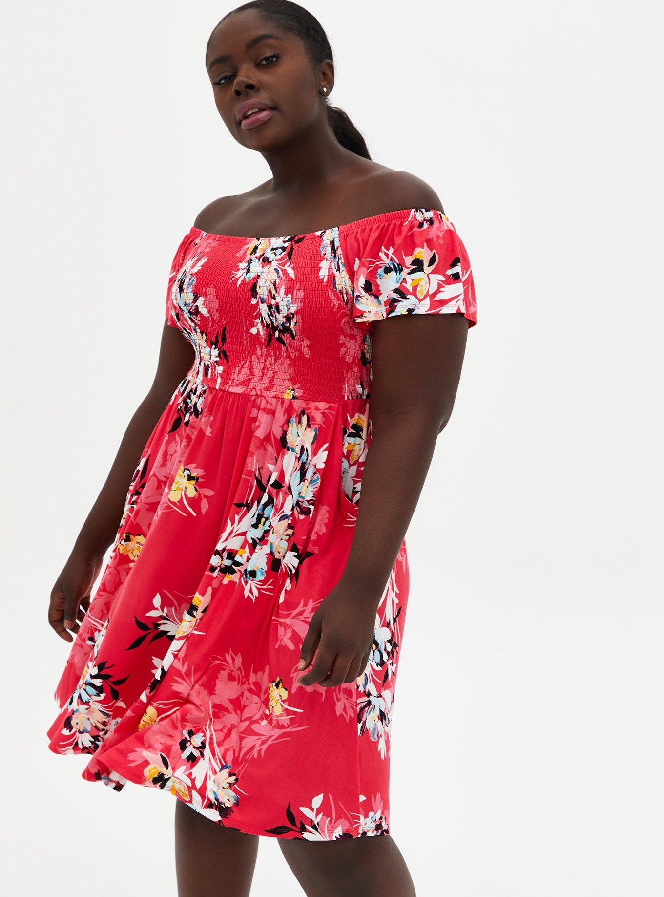 Torrid red 2025 floral dress