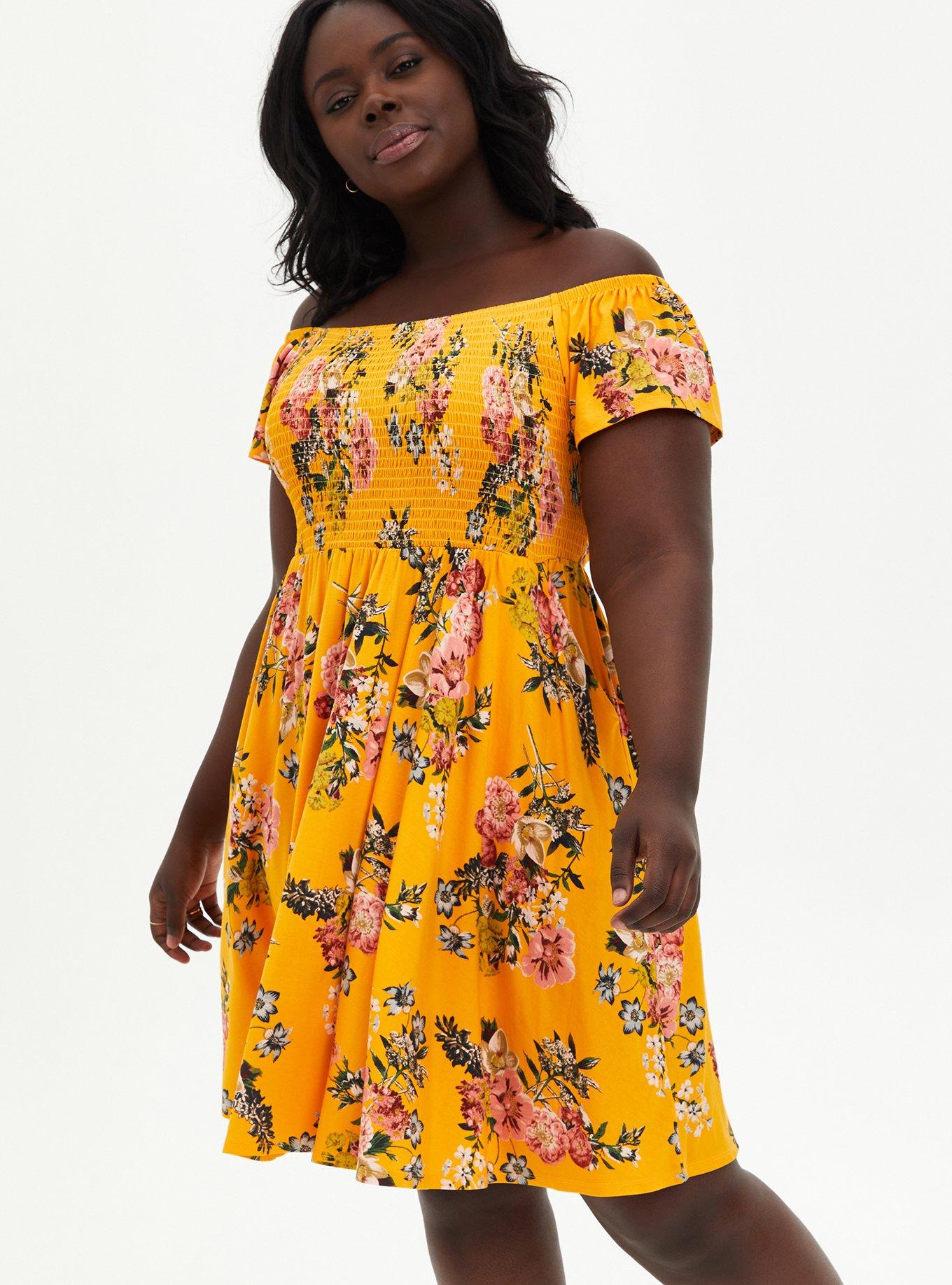 Torrid yellow 2025 floral dress