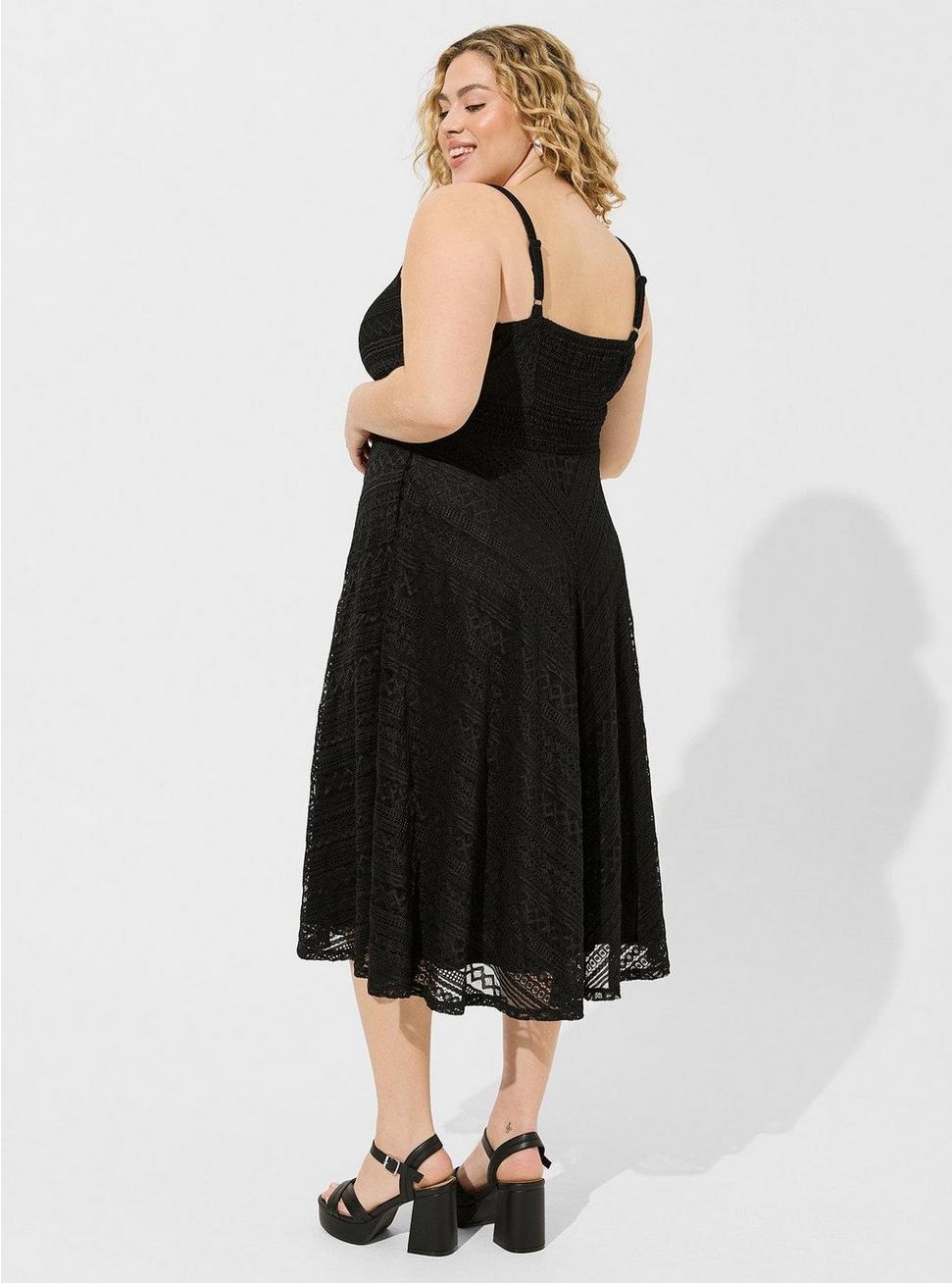 Midi Lace Skater Dress, DEEP BLACK, alternate