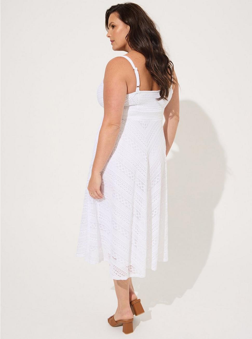Midi Lace Skater Dress, BRIGHT WHITE, alternate