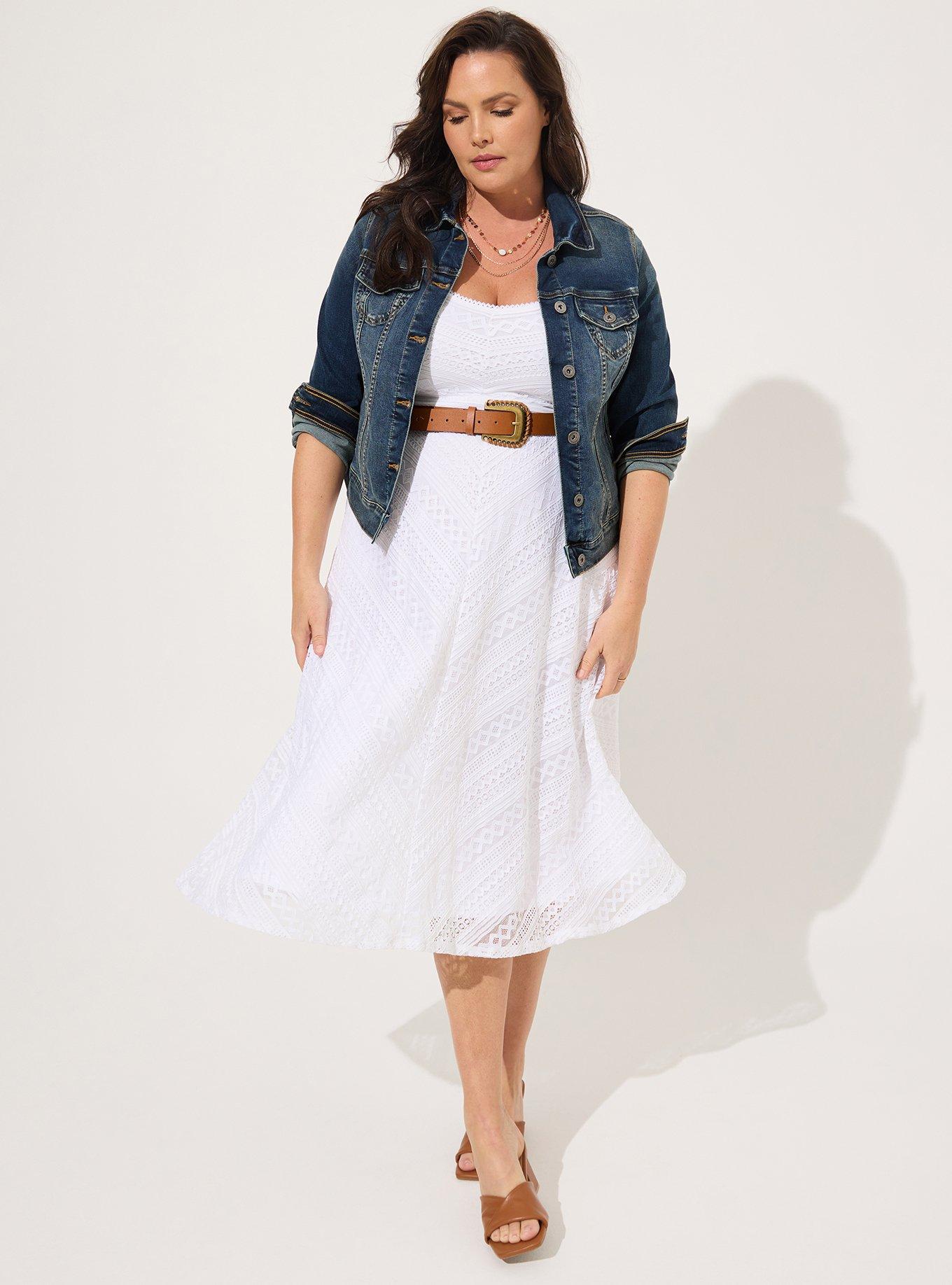 Plus Size - Crochet Lace Sweetheart Midi Dress - Lace White - Torrid