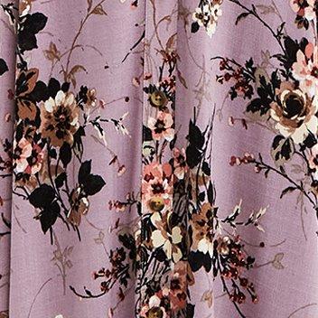 Midi Textured Woven Button-Front Dress, FLORAL PURPLE, swatch