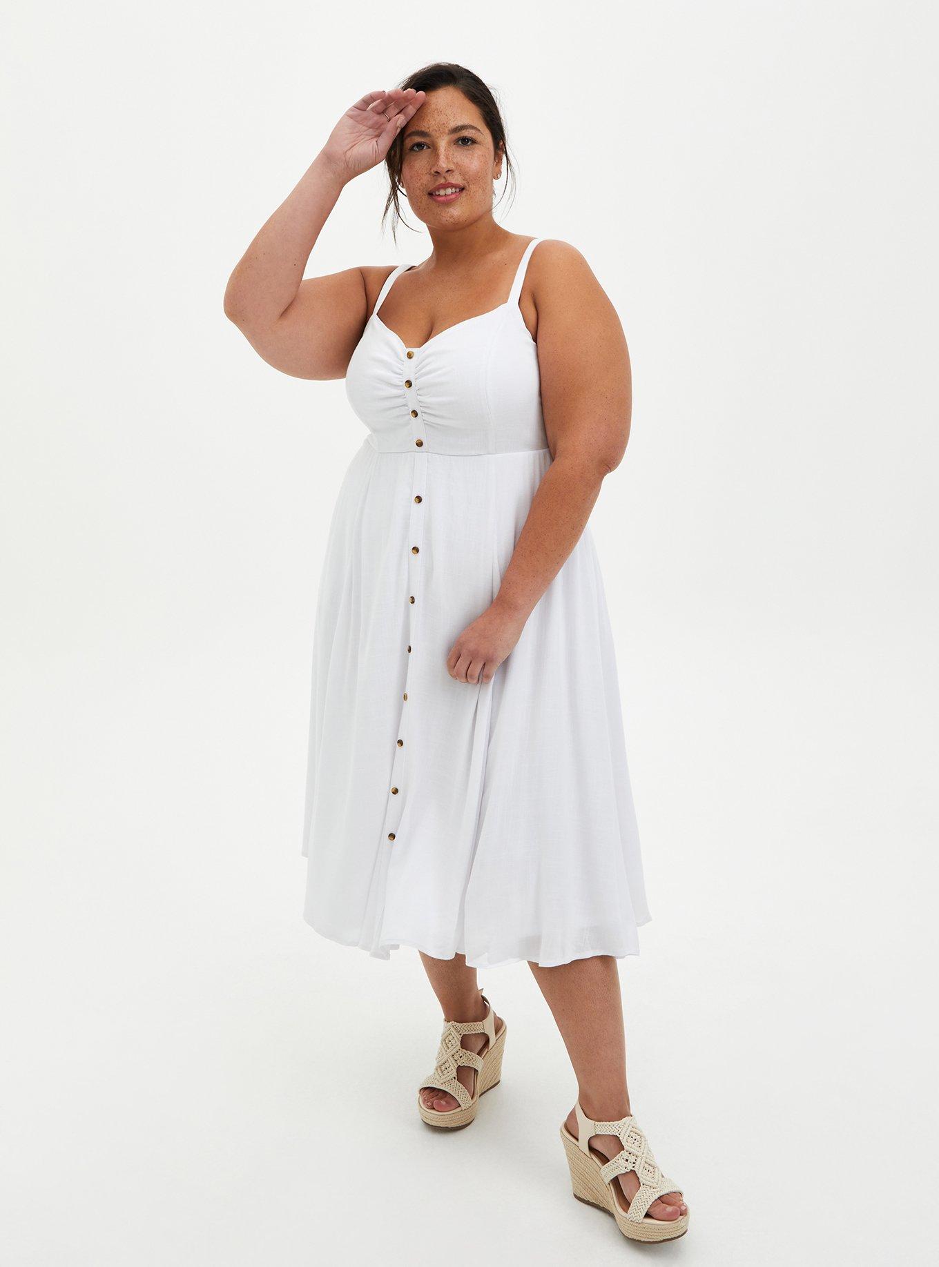 Plus size button shop front midi dress