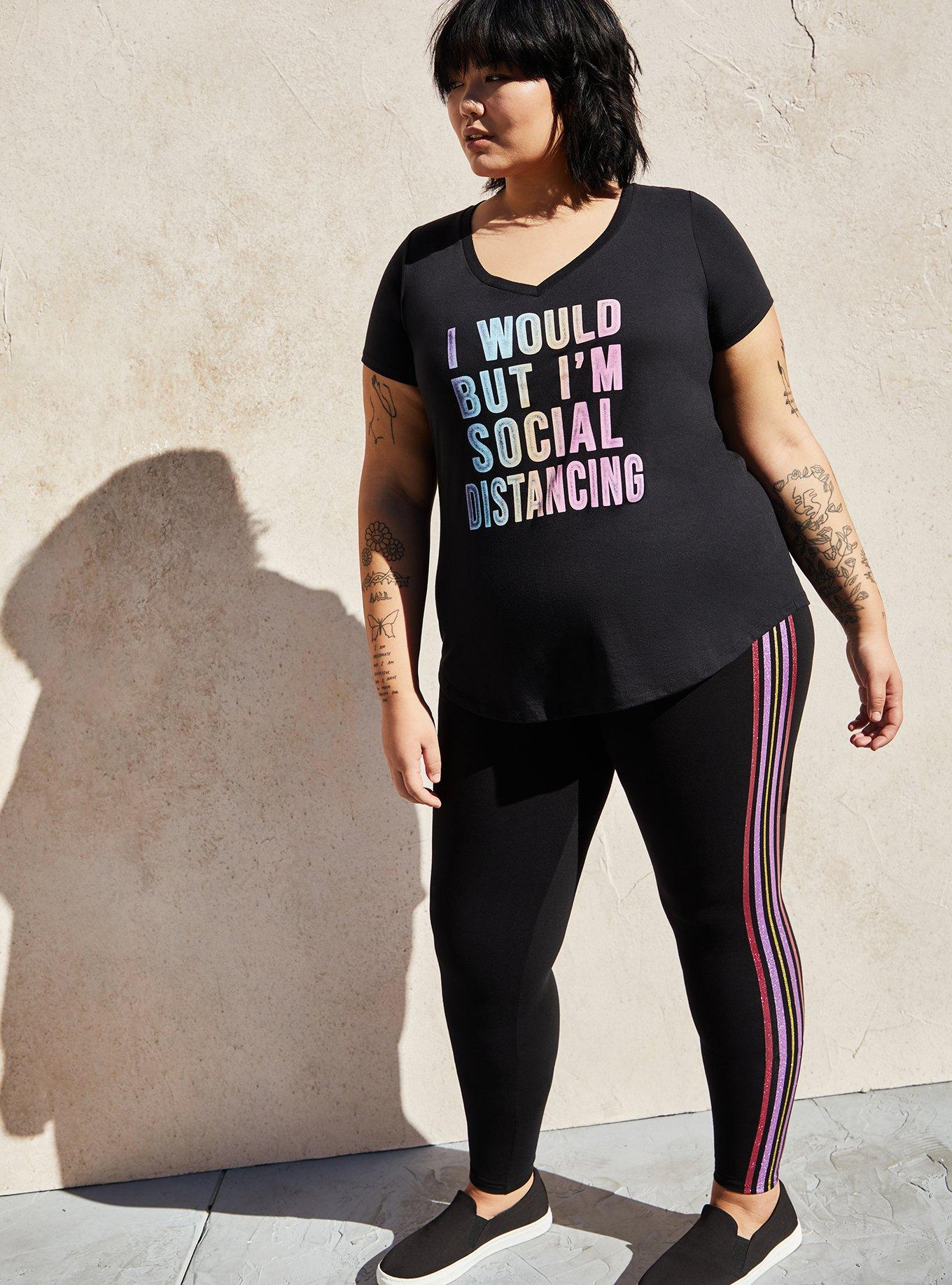 Premium Leggings - Multicolor Side Stripe Black , BLACK, alternate