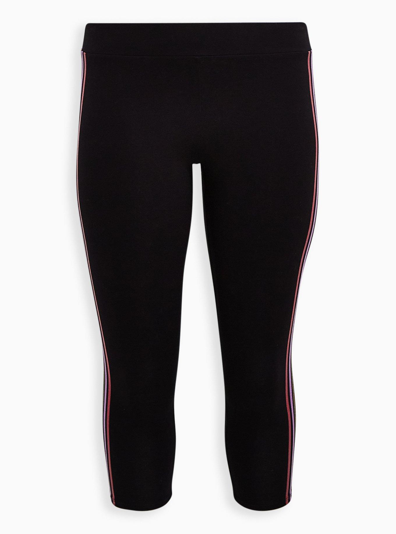 Premium Leggings - Multicolor Side Stripe Black , BLACK, hi-res