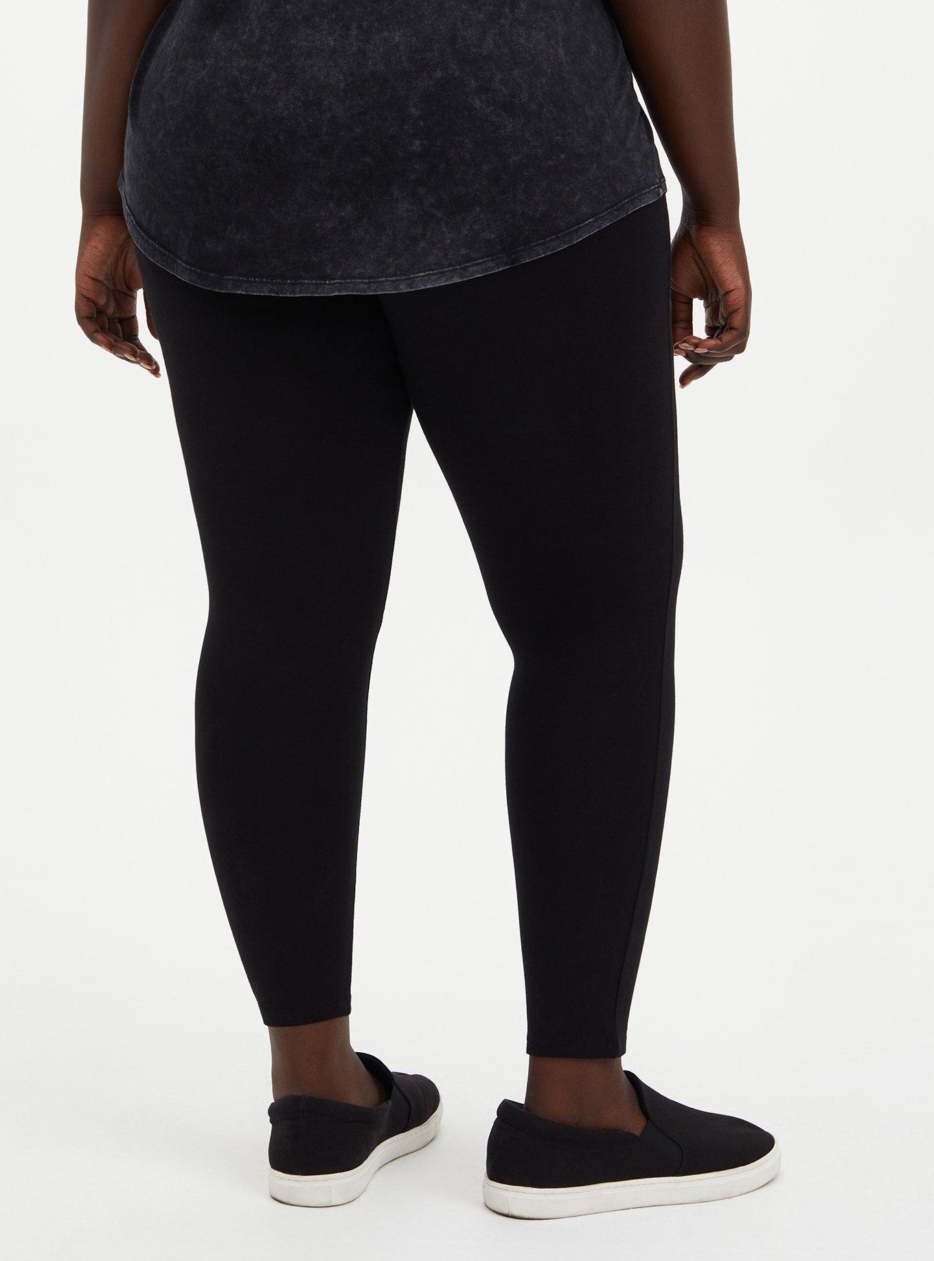 Plus Size Premium Leggings - Knee Destruction Black , BLACK, alternate
